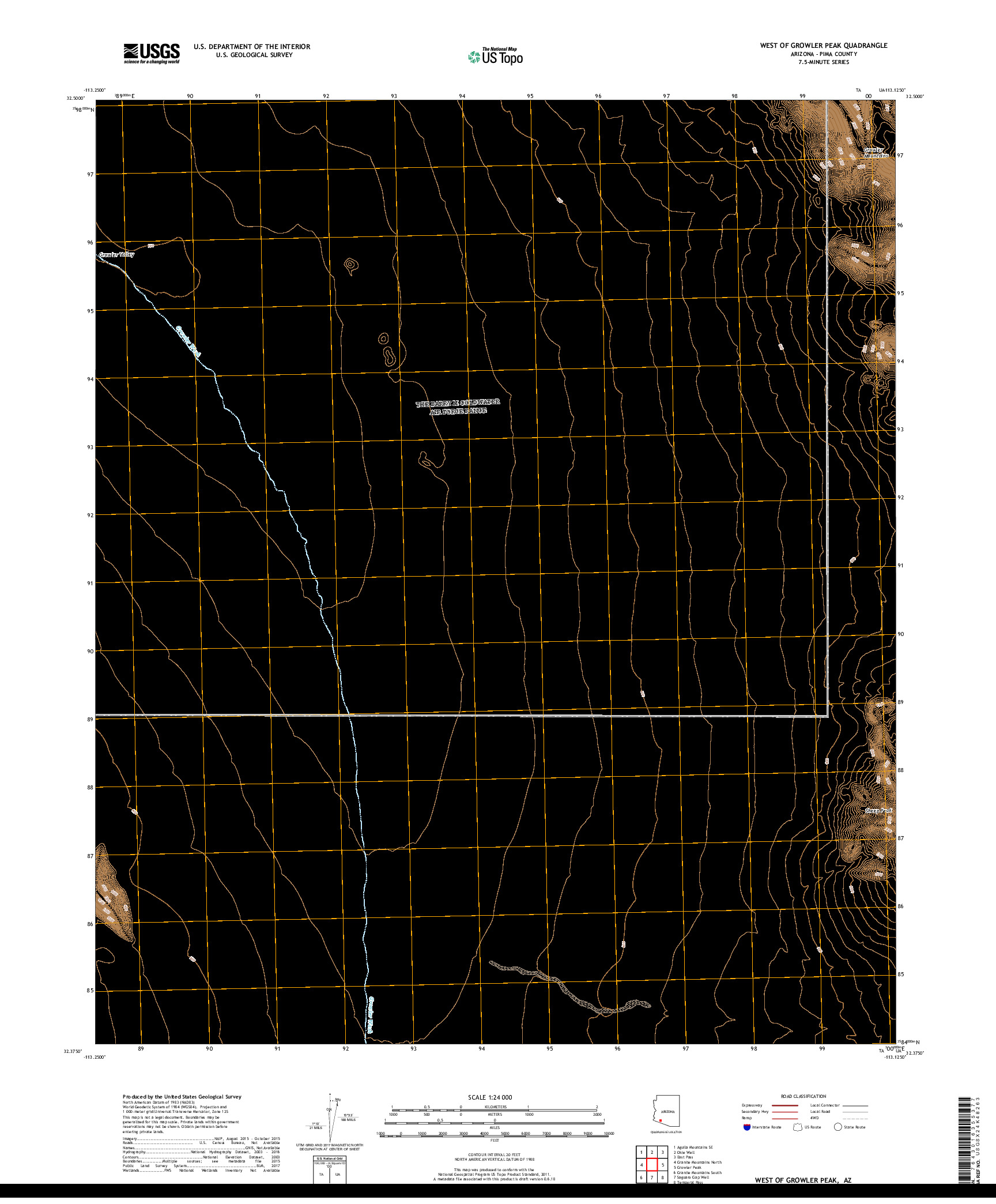 USGS US TOPO 7.5-MINUTE MAP FOR WEST OF GROWLER PEAK, AZ 2018