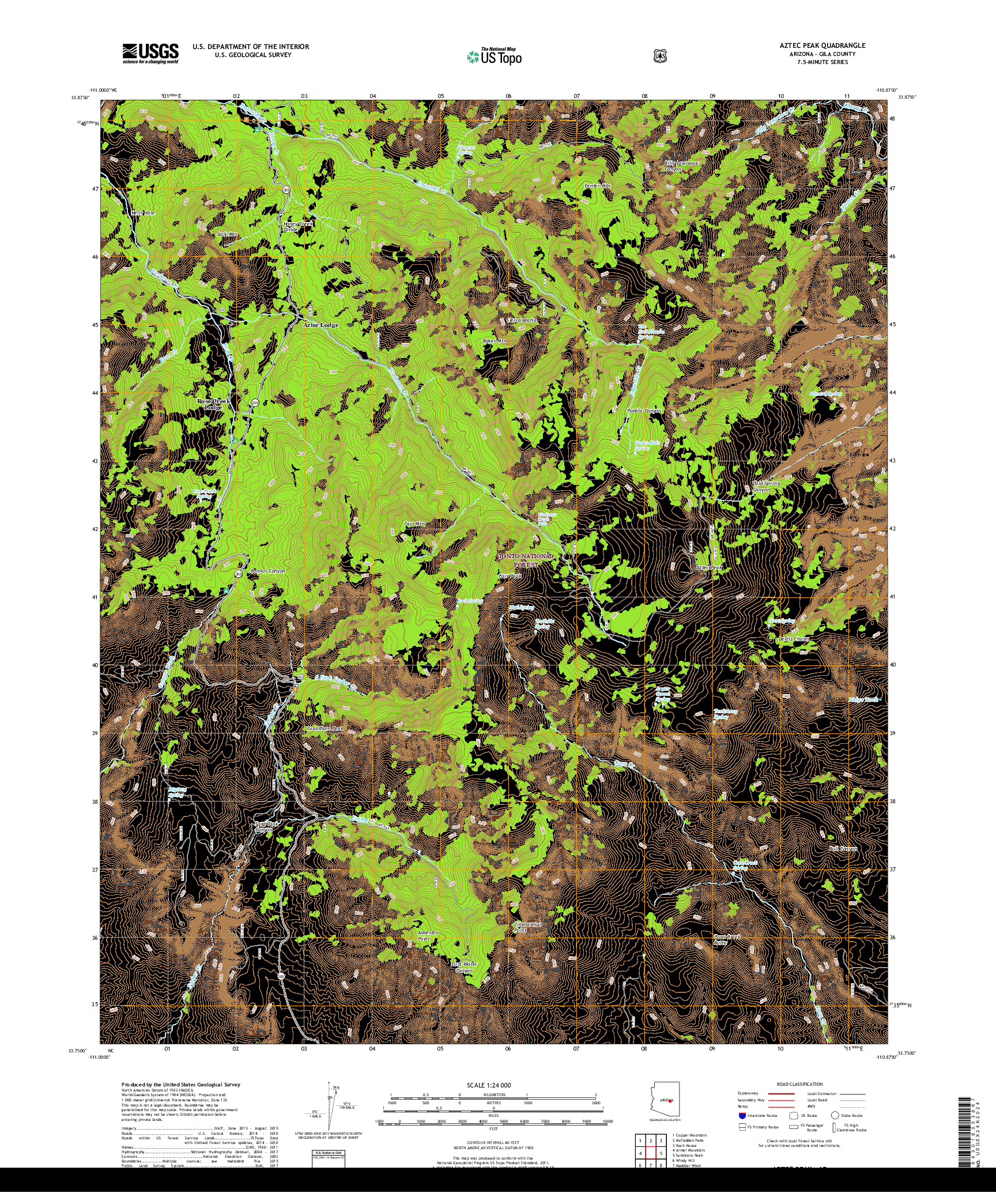 USGS US TOPO 7.5-MINUTE MAP FOR AZTEC PEAK, AZ 2018