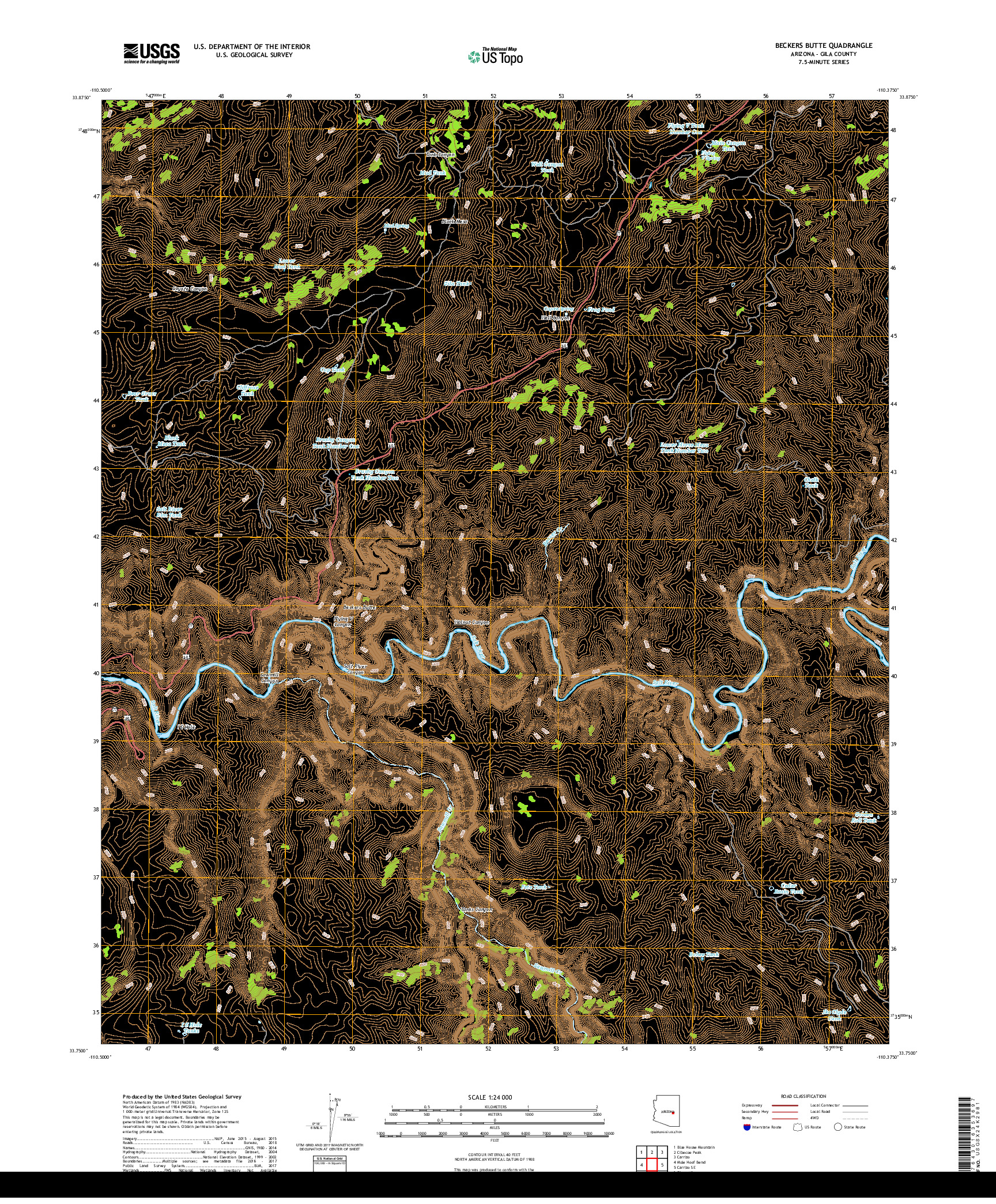 USGS US TOPO 7.5-MINUTE MAP FOR BECKERS BUTTE, AZ 2018