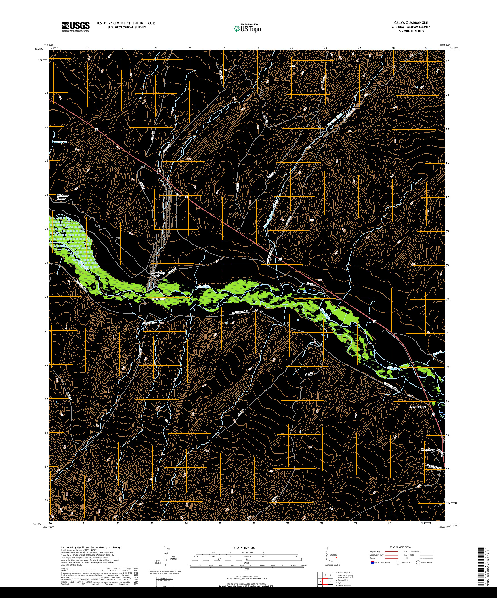 USGS US TOPO 7.5-MINUTE MAP FOR CALVA, AZ 2018