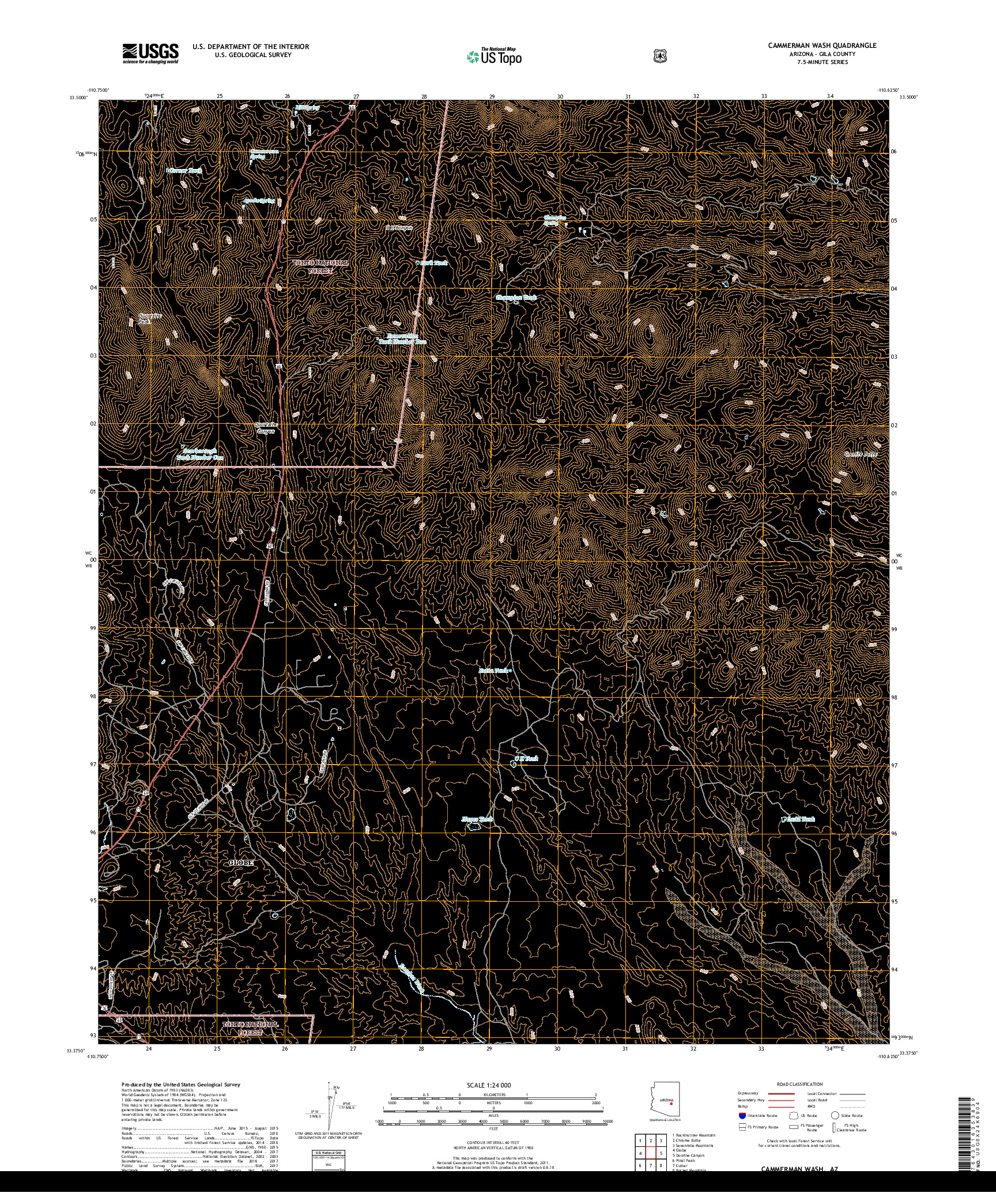 USGS US TOPO 7.5-MINUTE MAP FOR CAMMERMAN WASH, AZ 2018