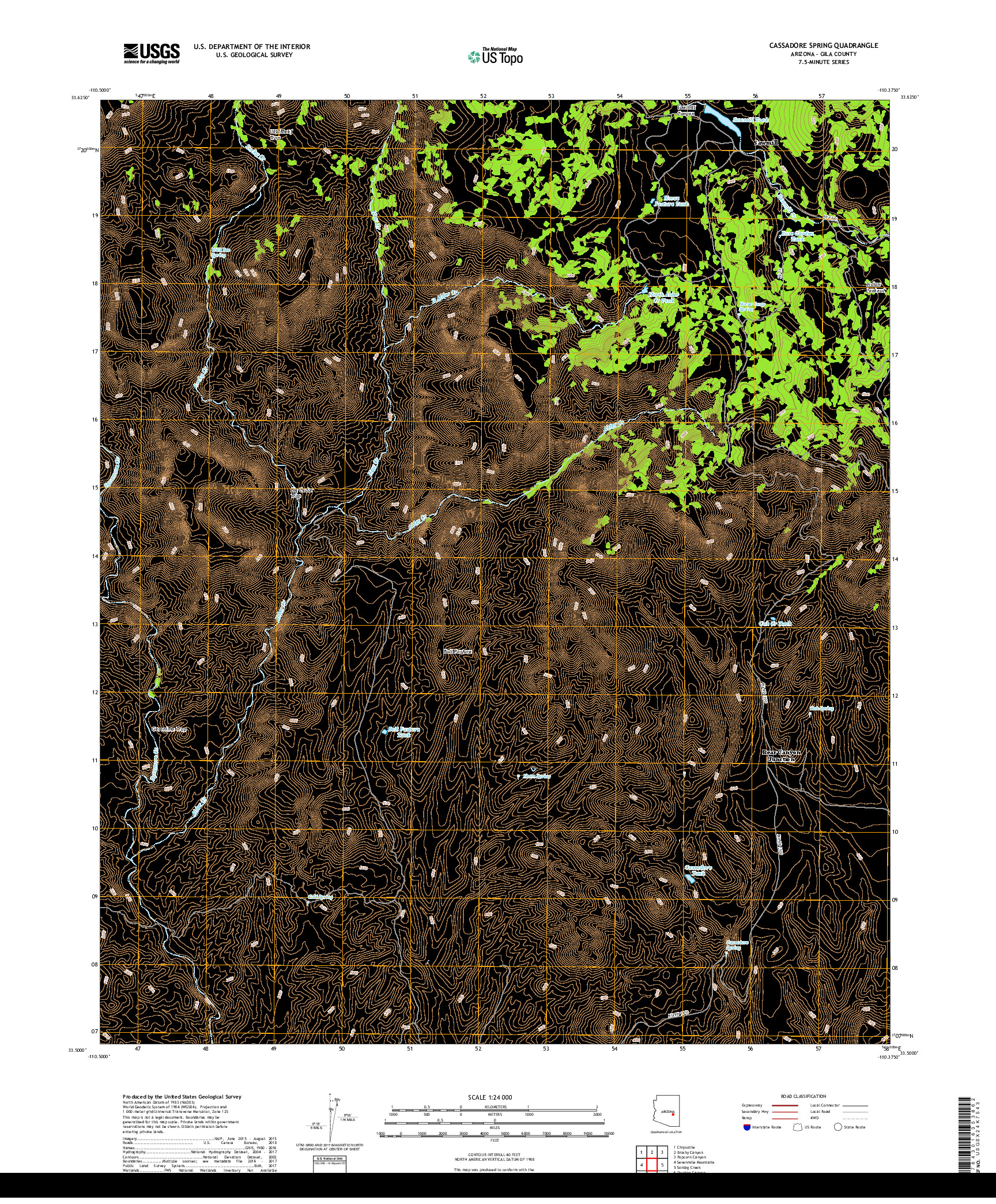 USGS US TOPO 7.5-MINUTE MAP FOR CASSADORE SPRING, AZ 2018