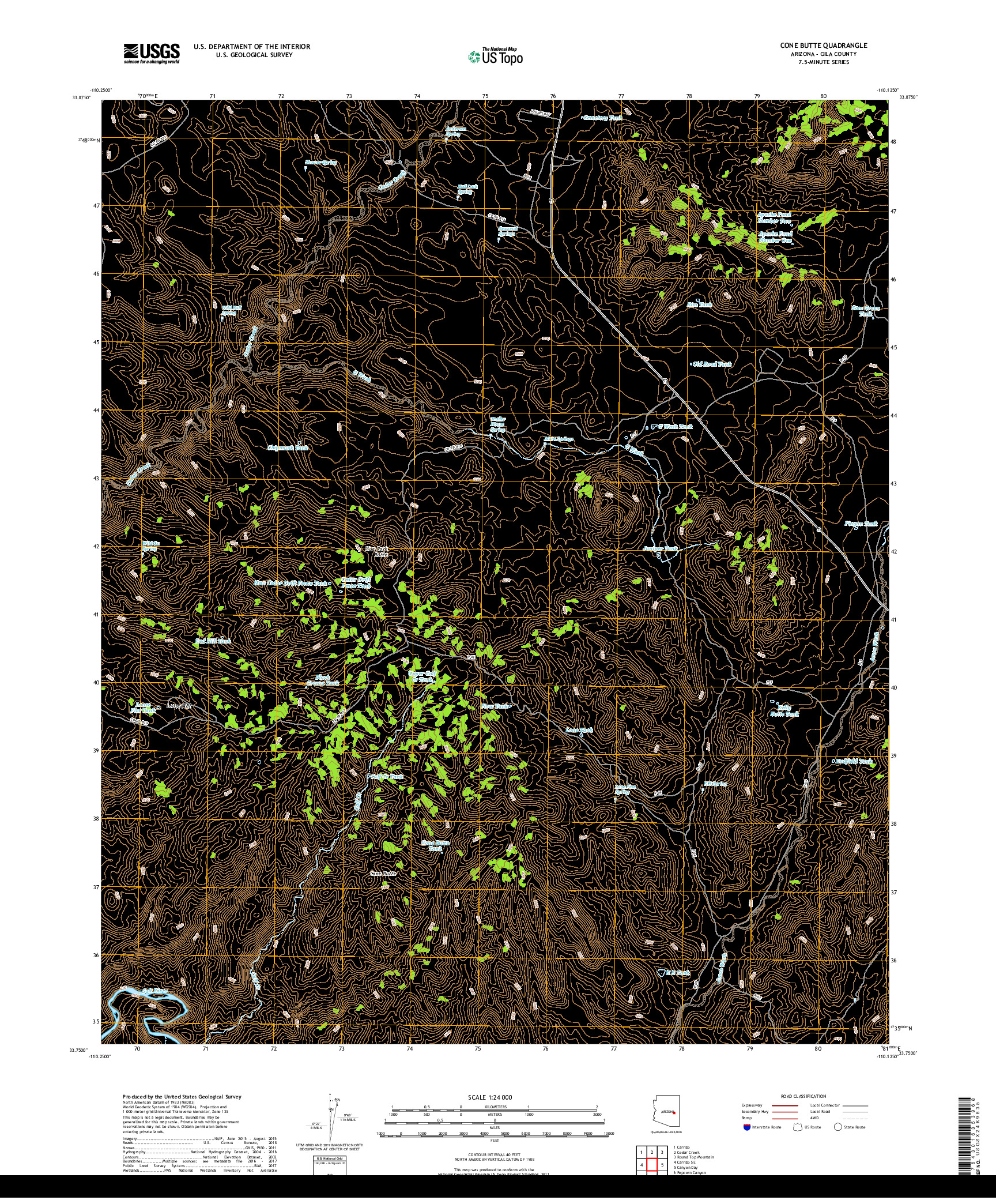 USGS US TOPO 7.5-MINUTE MAP FOR CONE BUTTE, AZ 2018