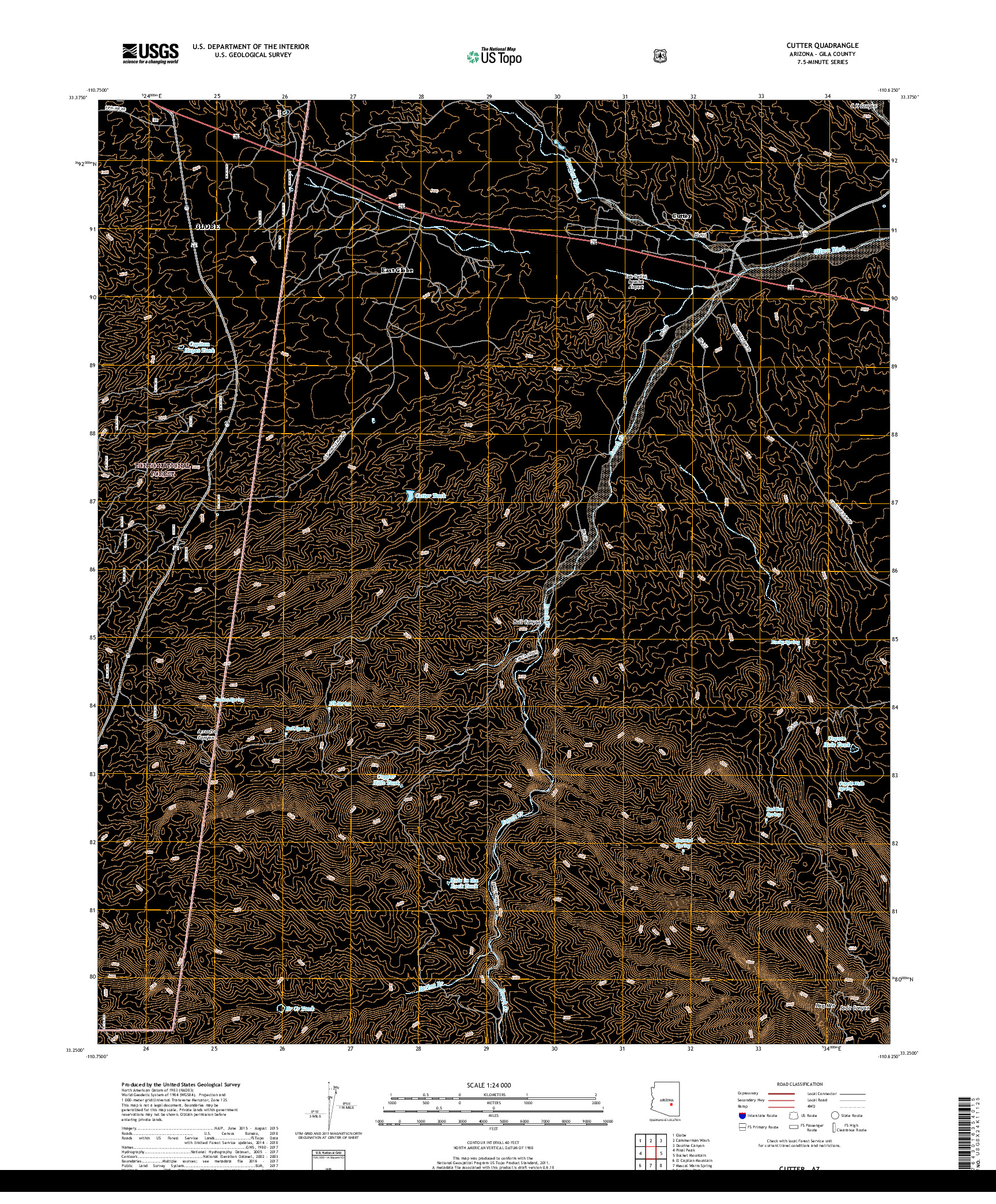 USGS US TOPO 7.5-MINUTE MAP FOR CUTTER, AZ 2018