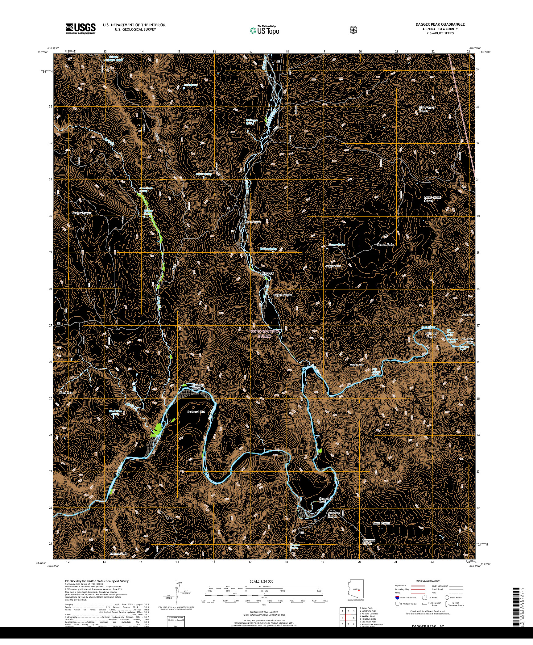 USGS US TOPO 7.5-MINUTE MAP FOR DAGGER PEAK, AZ 2018