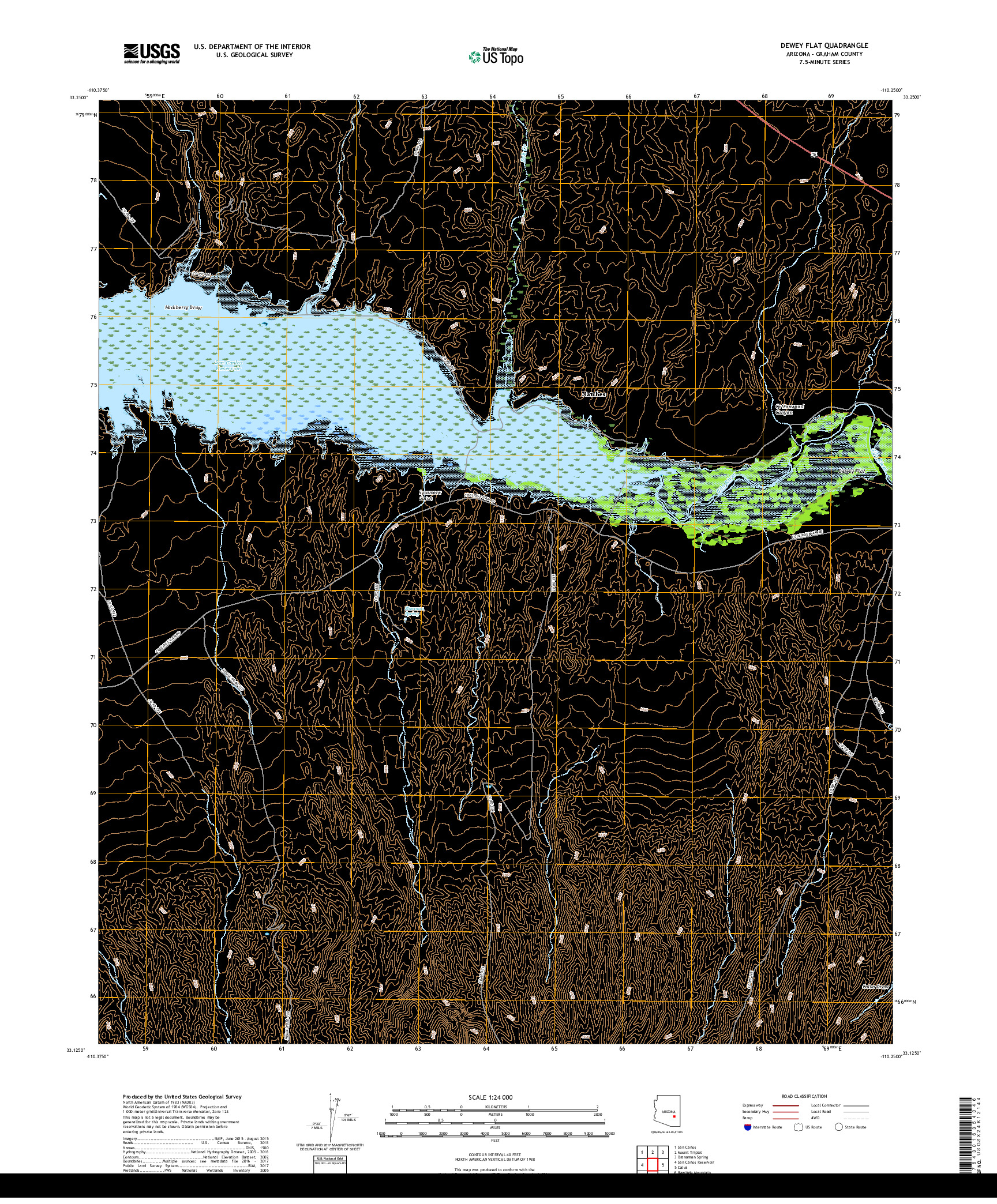 USGS US TOPO 7.5-MINUTE MAP FOR DEWEY FLAT, AZ 2018