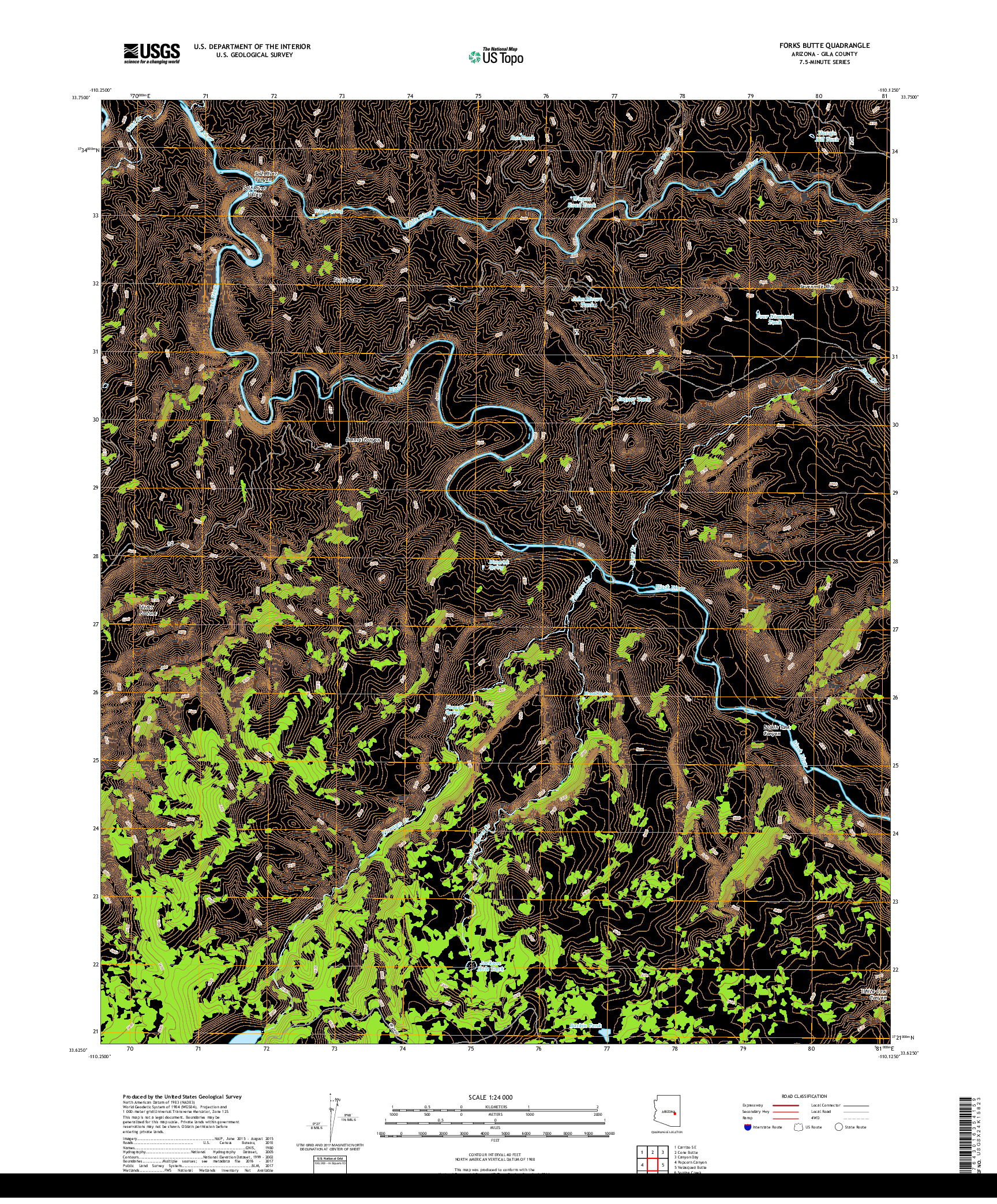 USGS US TOPO 7.5-MINUTE MAP FOR FORKS BUTTE, AZ 2018