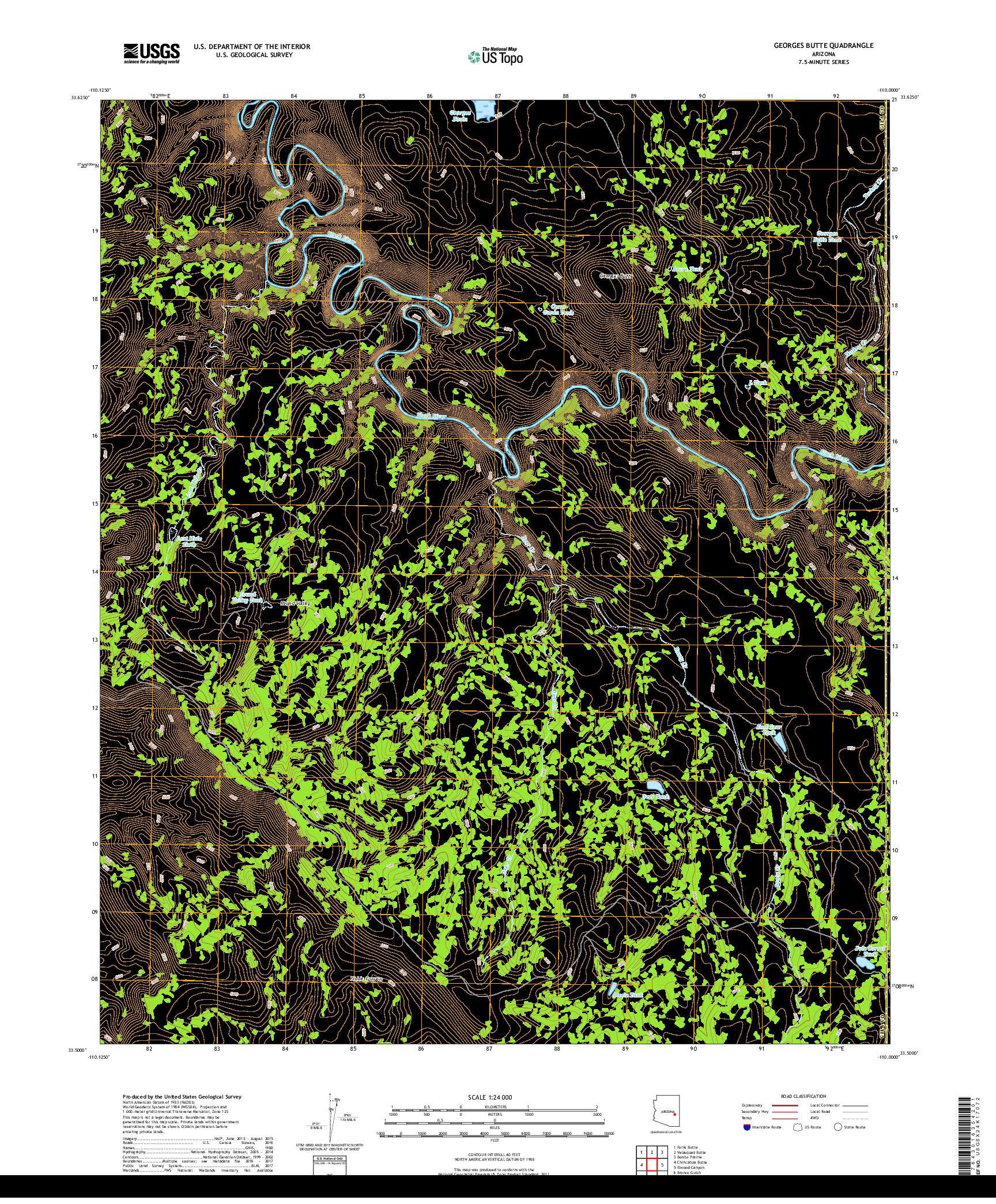 USGS US TOPO 7.5-MINUTE MAP FOR GEORGES BUTTE, AZ 2018