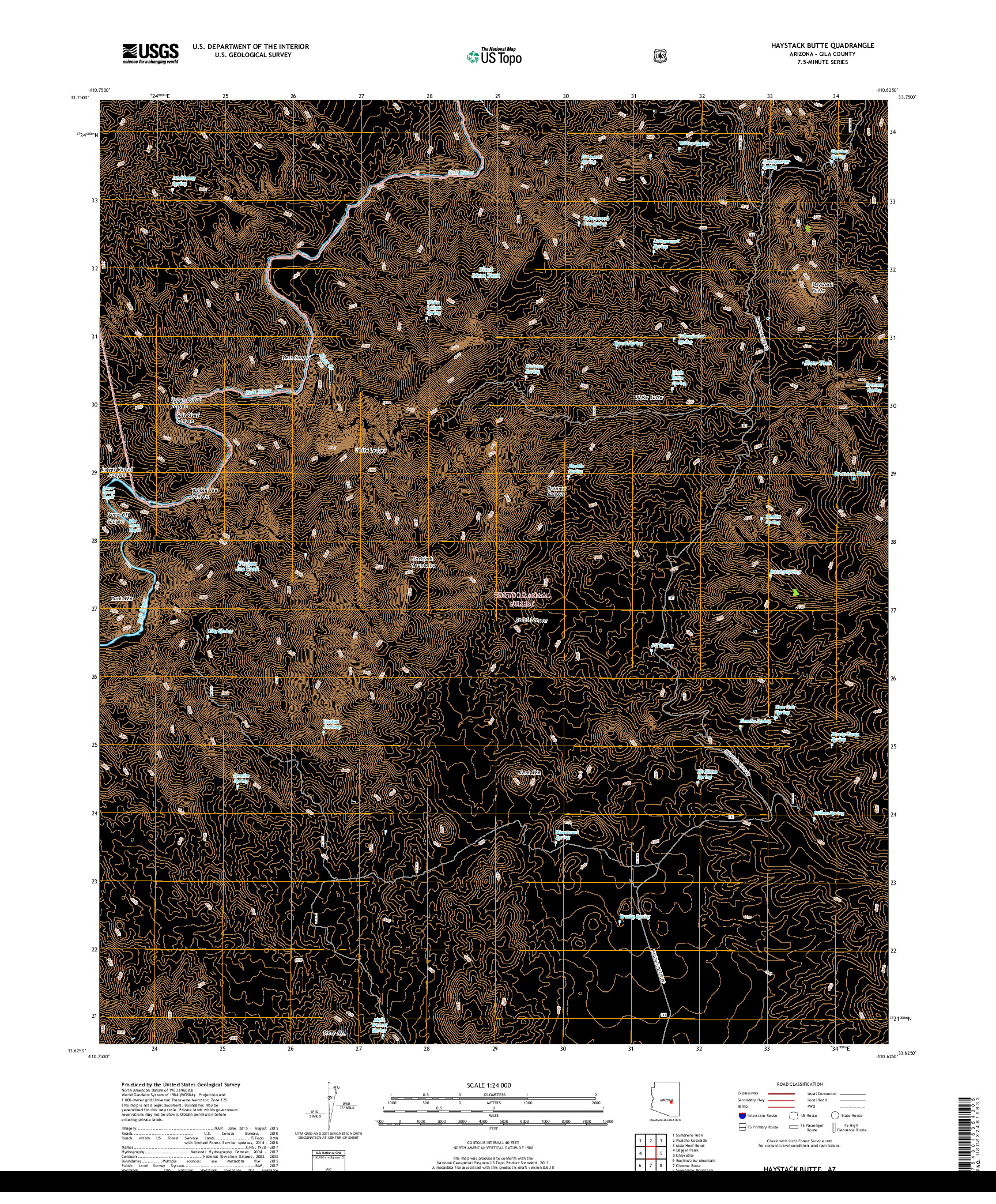 USGS US TOPO 7.5-MINUTE MAP FOR HAYSTACK BUTTE, AZ 2018