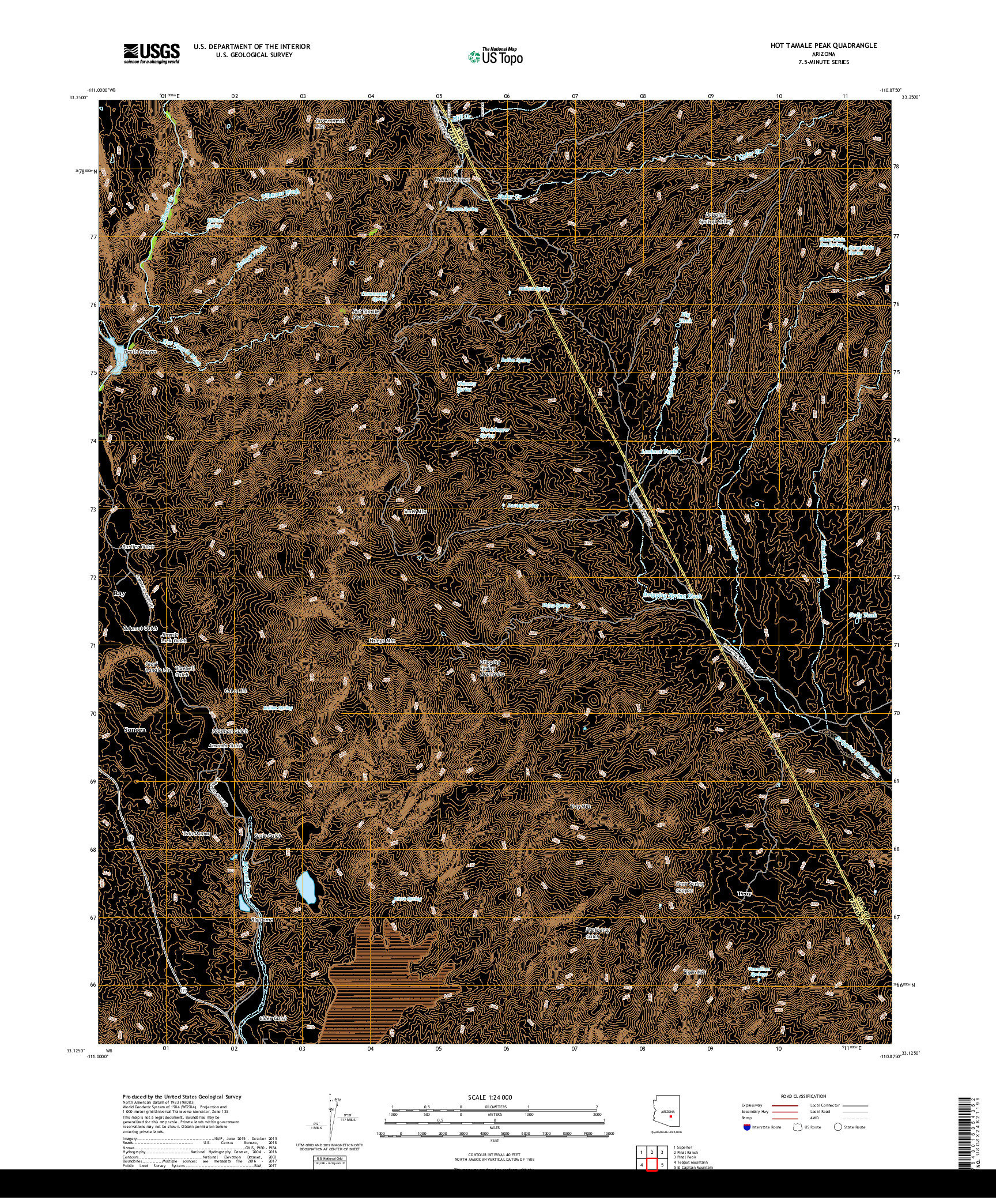 USGS US TOPO 7.5-MINUTE MAP FOR HOT TAMALE PEAK, AZ 2018
