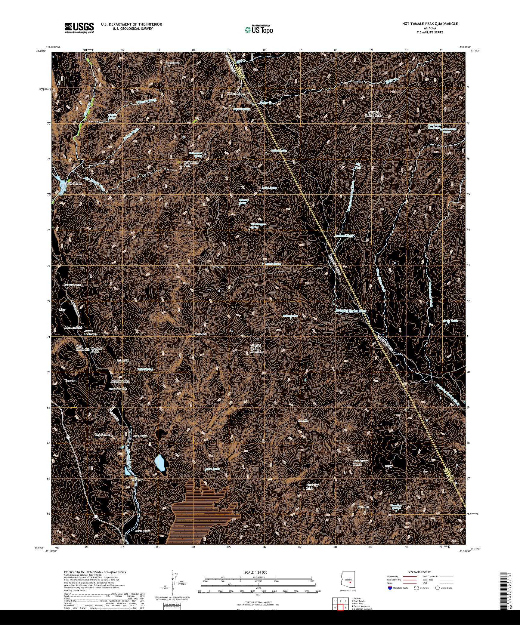 USGS US TOPO 7.5-MINUTE MAP FOR HOT TAMALE PEAK, AZ 2018