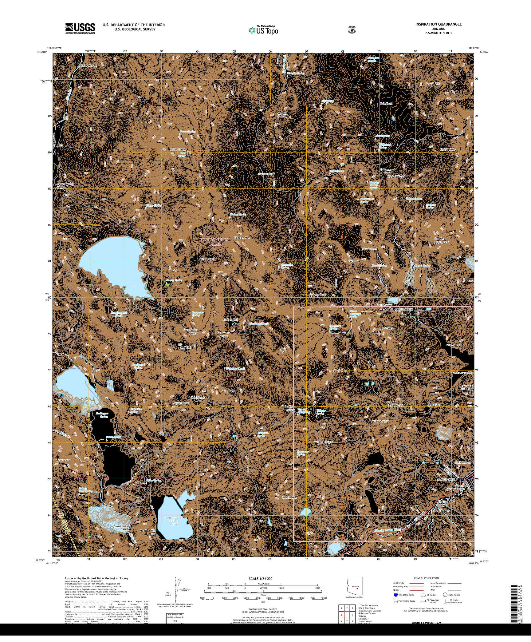 USGS US TOPO 7.5-MINUTE MAP FOR INSPIRATION, AZ 2018