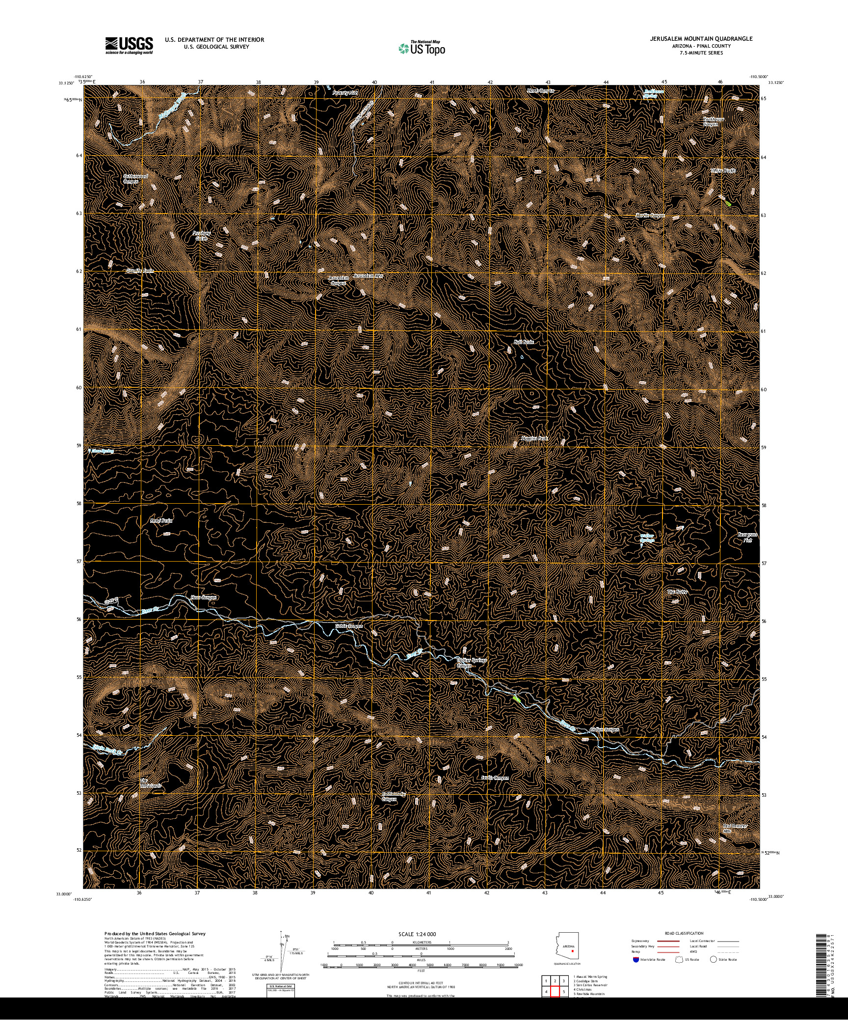 USGS US TOPO 7.5-MINUTE MAP FOR JERUSALEM MOUNTAIN, AZ 2018