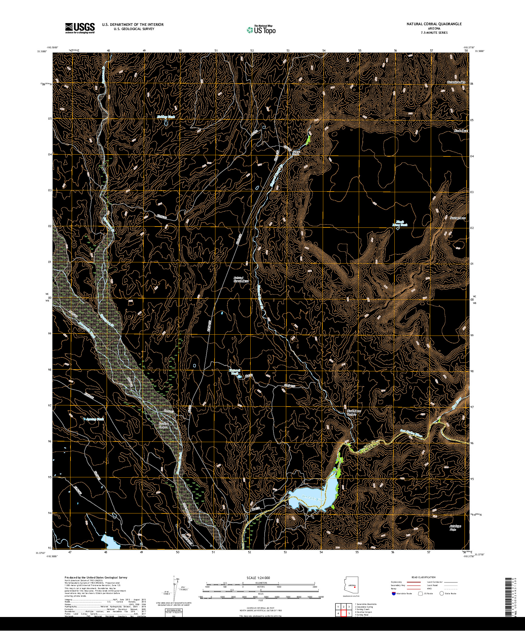 USGS US TOPO 7.5-MINUTE MAP FOR NATURAL CORRAL, AZ 2018