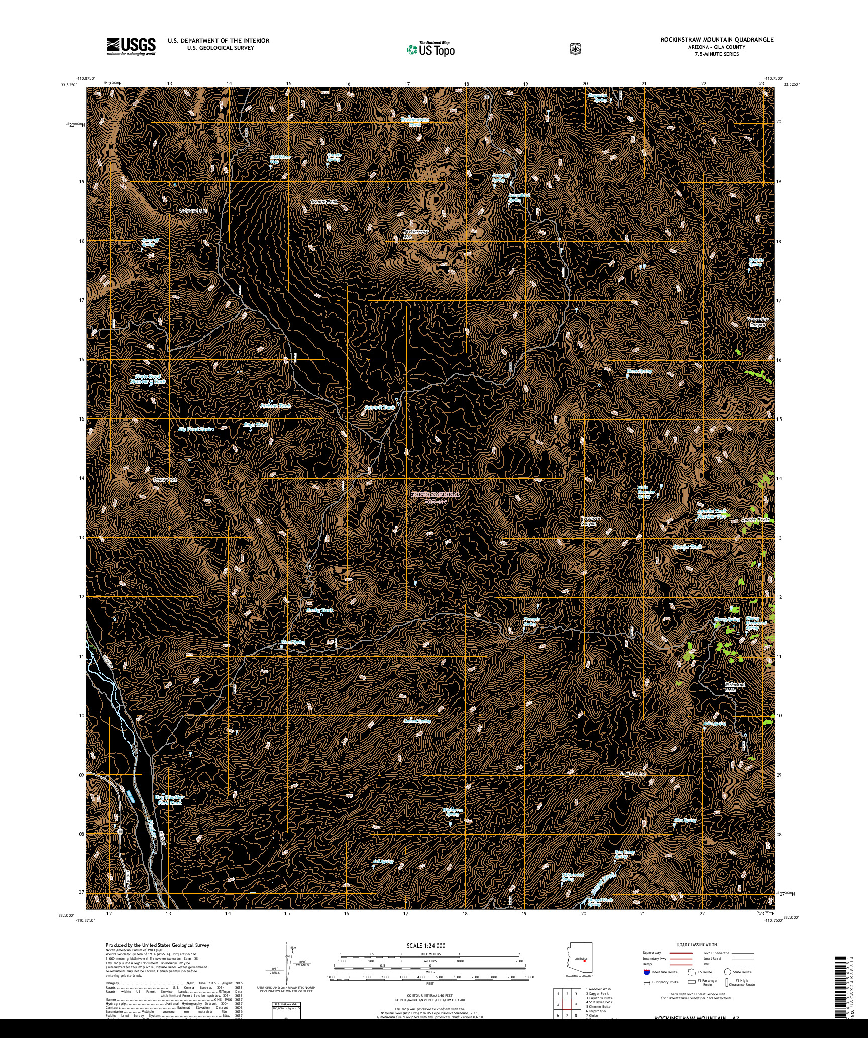 USGS US TOPO 7.5-MINUTE MAP FOR ROCKINSTRAW MOUNTAIN, AZ 2018