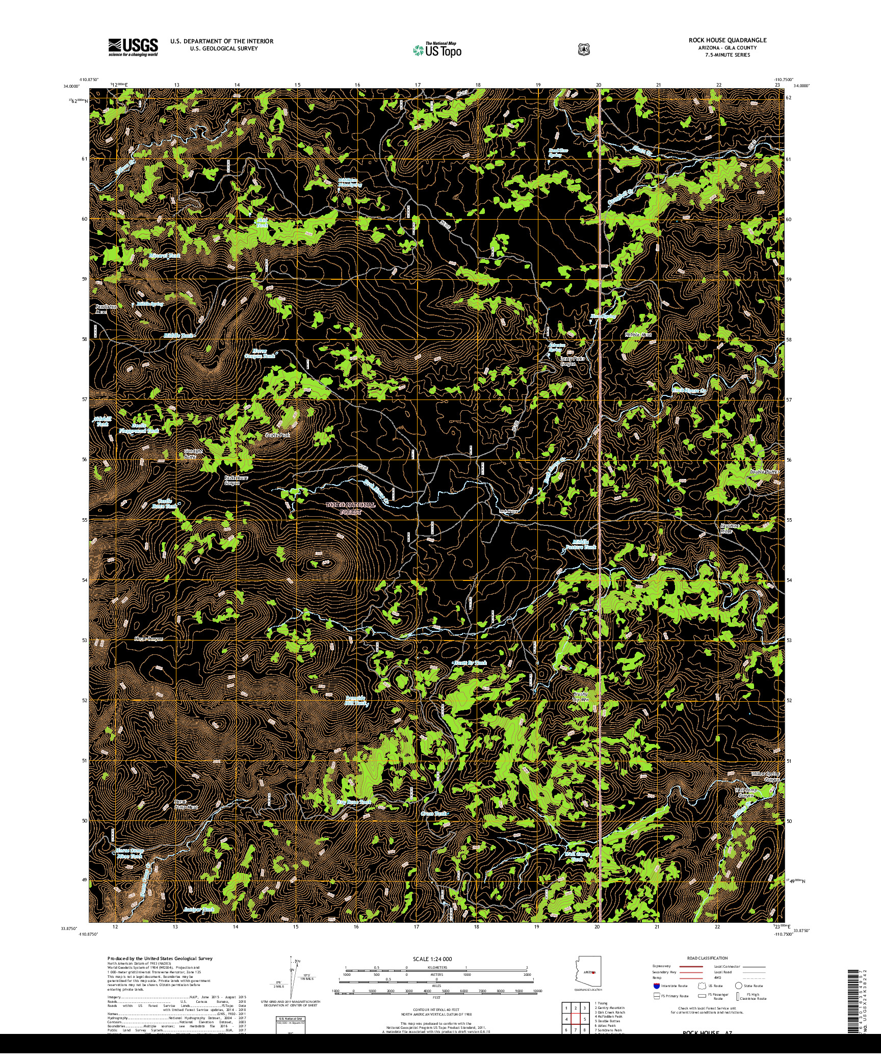 USGS US TOPO 7.5-MINUTE MAP FOR ROCK HOUSE, AZ 2018