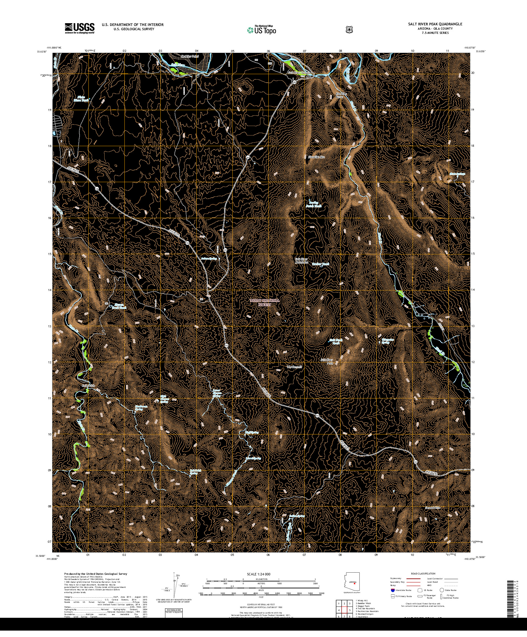USGS US TOPO 7.5-MINUTE MAP FOR SALT RIVER PEAK, AZ 2018
