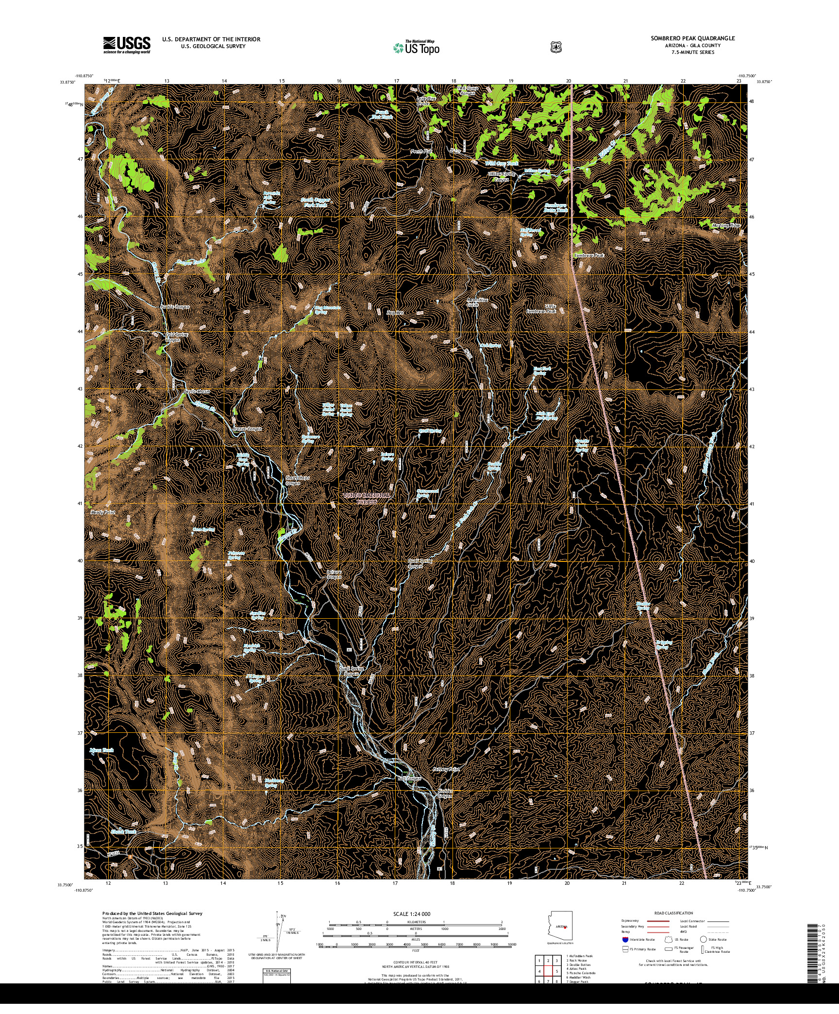 USGS US TOPO 7.5-MINUTE MAP FOR SOMBRERO PEAK, AZ 2018