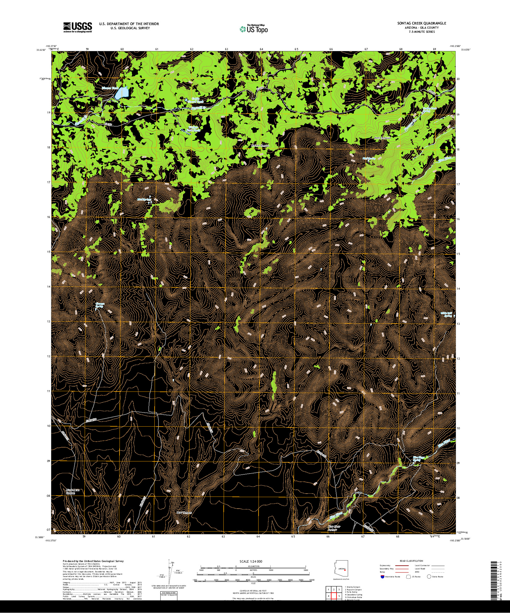 USGS US TOPO 7.5-MINUTE MAP FOR SONTAG CREEK, AZ 2018