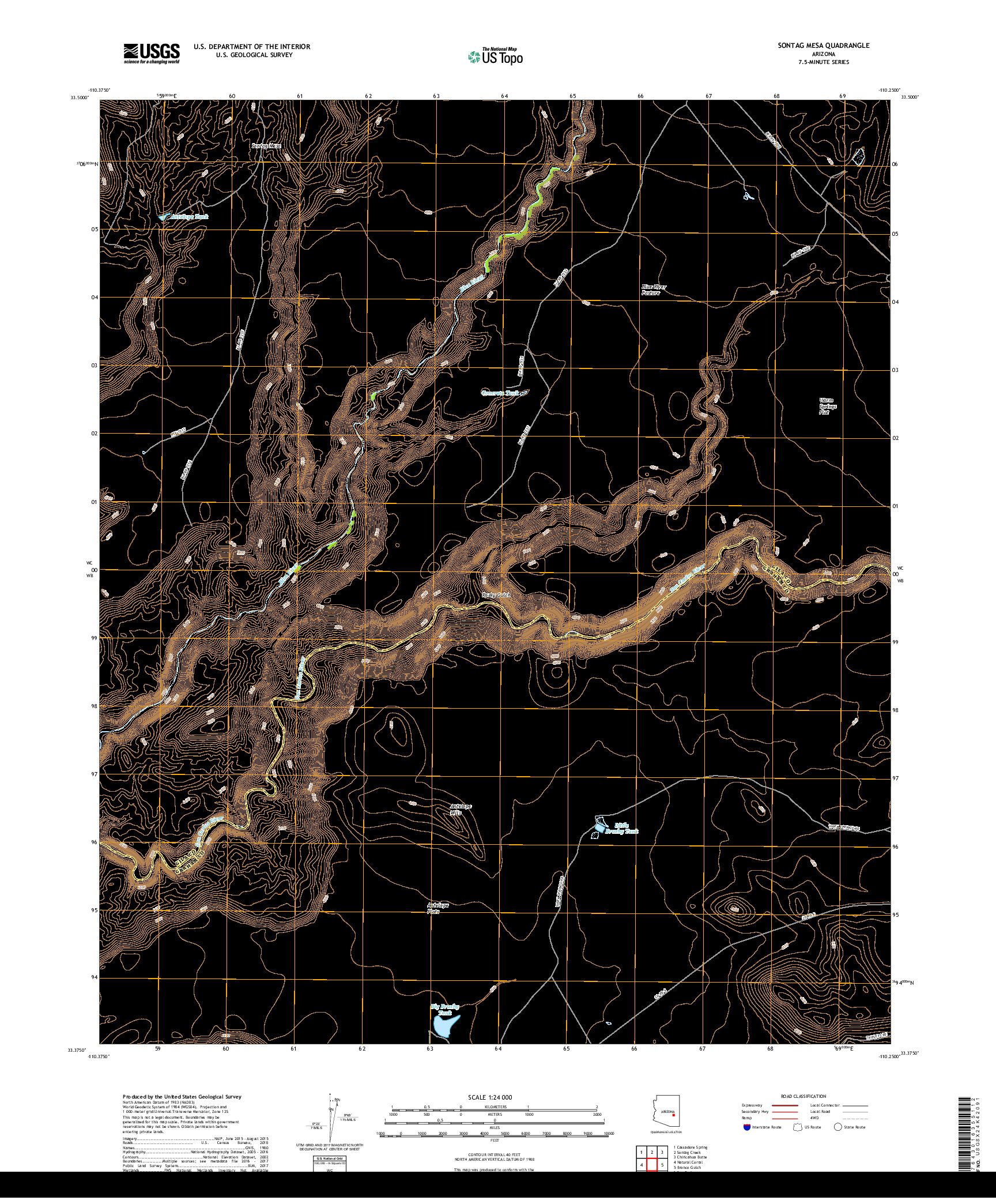 USGS US TOPO 7.5-MINUTE MAP FOR SONTAG MESA, AZ 2018