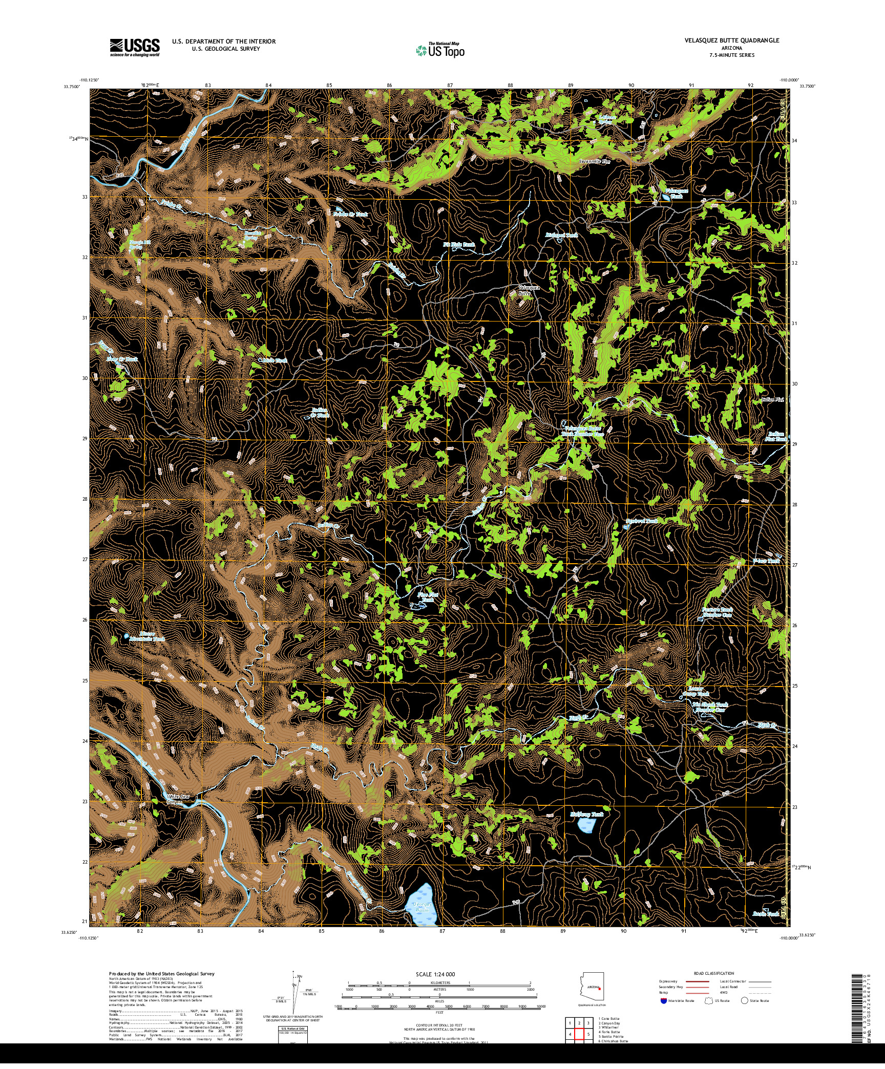 USGS US TOPO 7.5-MINUTE MAP FOR VELASQUEZ BUTTE, AZ 2018