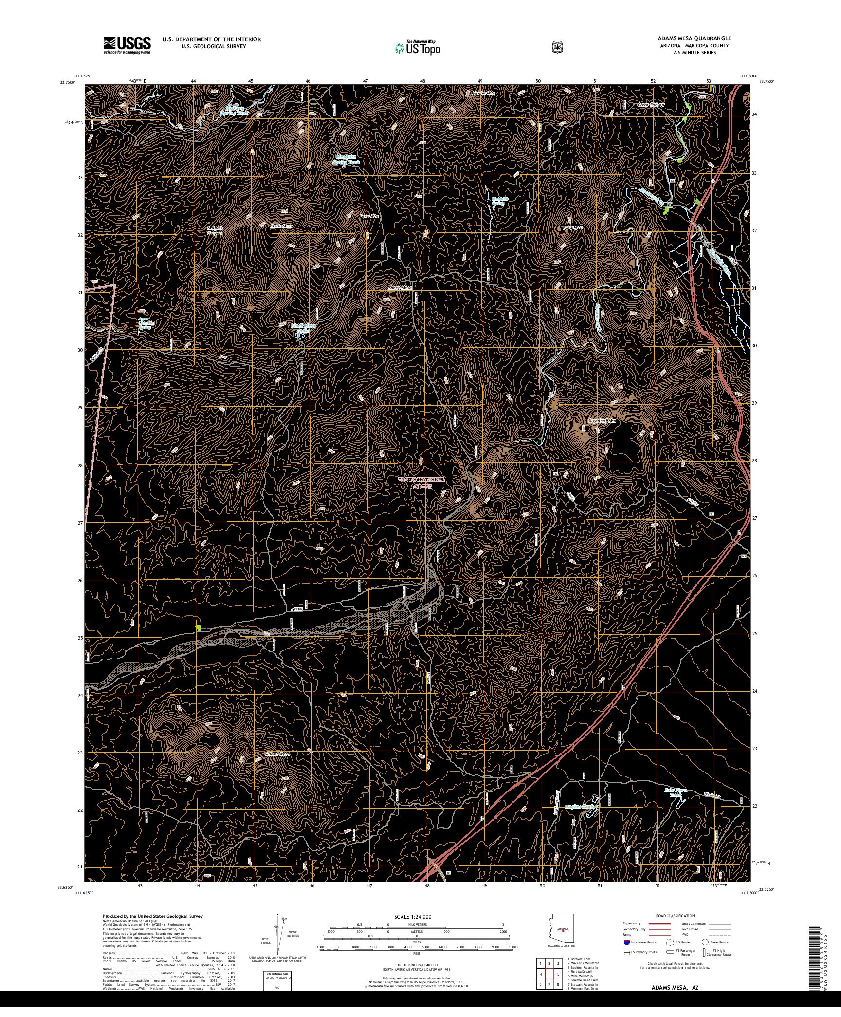 USGS US TOPO 7.5-MINUTE MAP FOR ADAMS MESA, AZ 2018