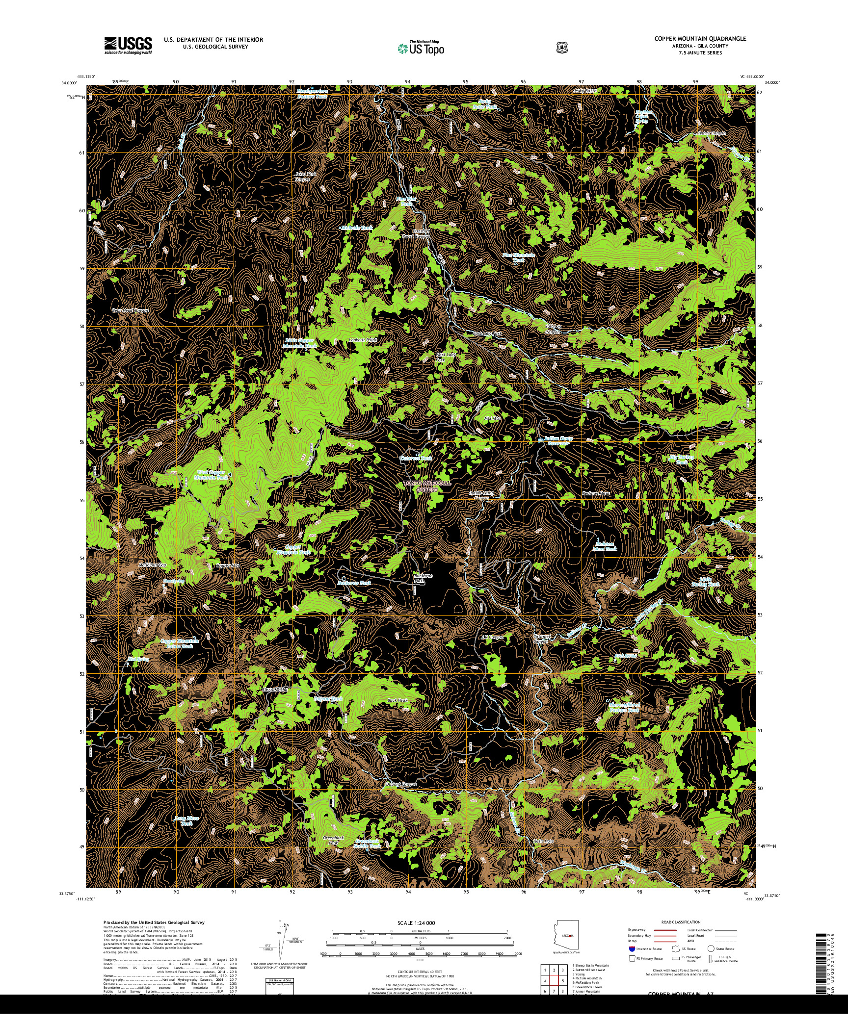 USGS US TOPO 7.5-MINUTE MAP FOR COPPER MOUNTAIN, AZ 2018