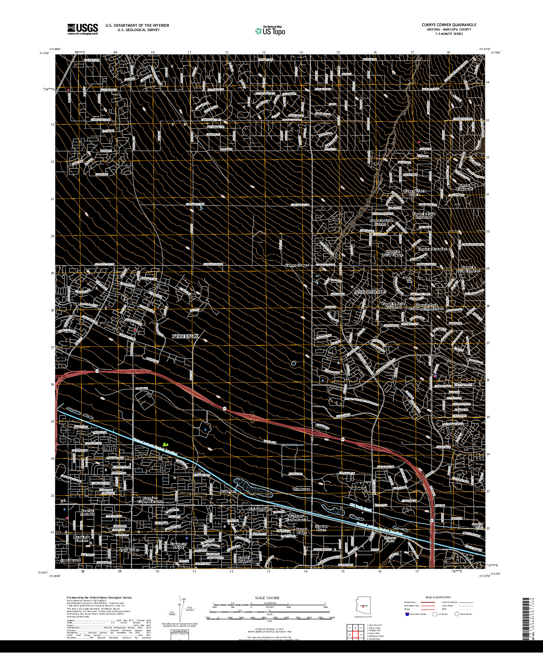 USGS US TOPO 7.5-MINUTE MAP FOR CURRYS CORNER, AZ 2018