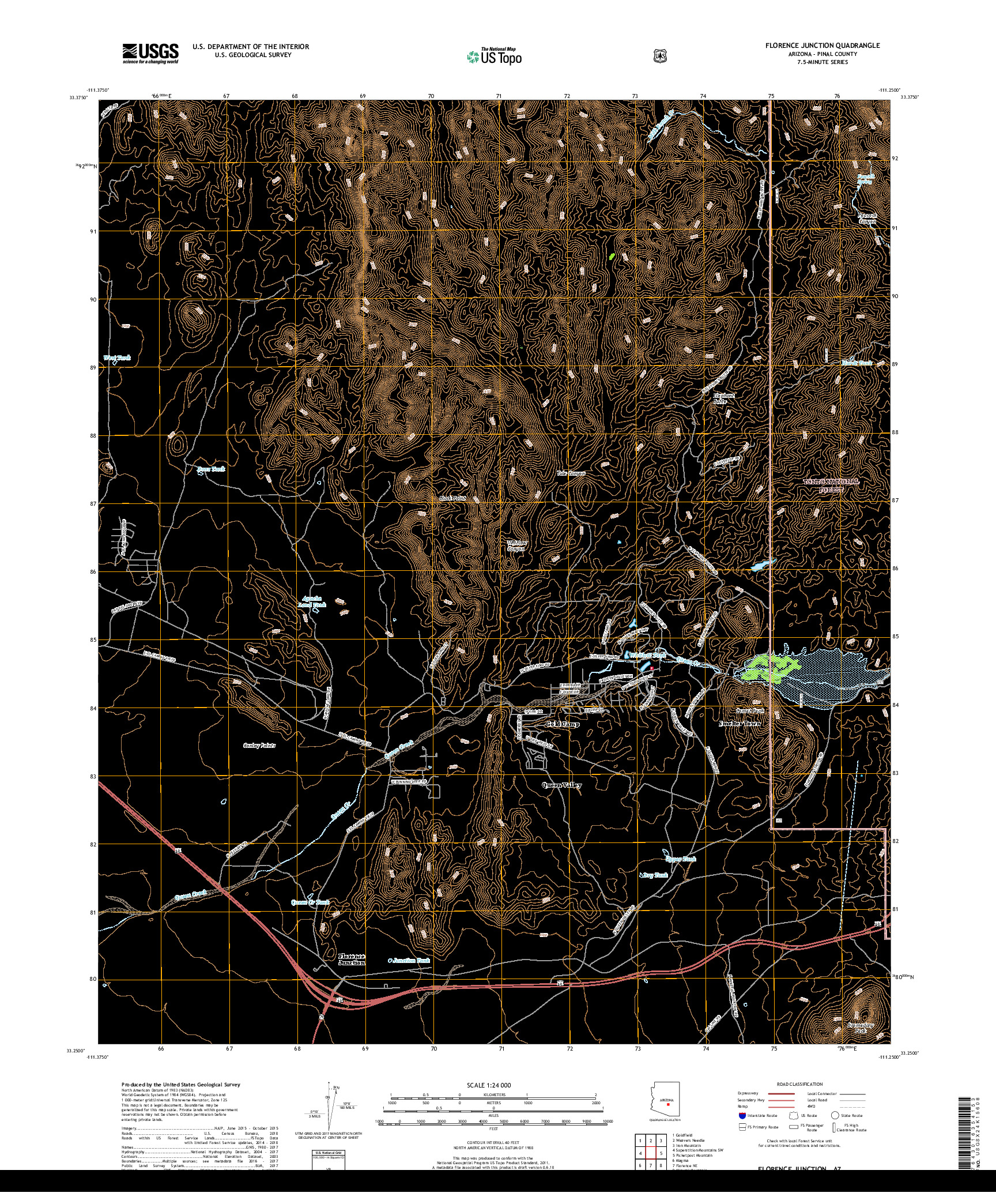 USGS US TOPO 7.5-MINUTE MAP FOR FLORENCE JUNCTION, AZ 2018