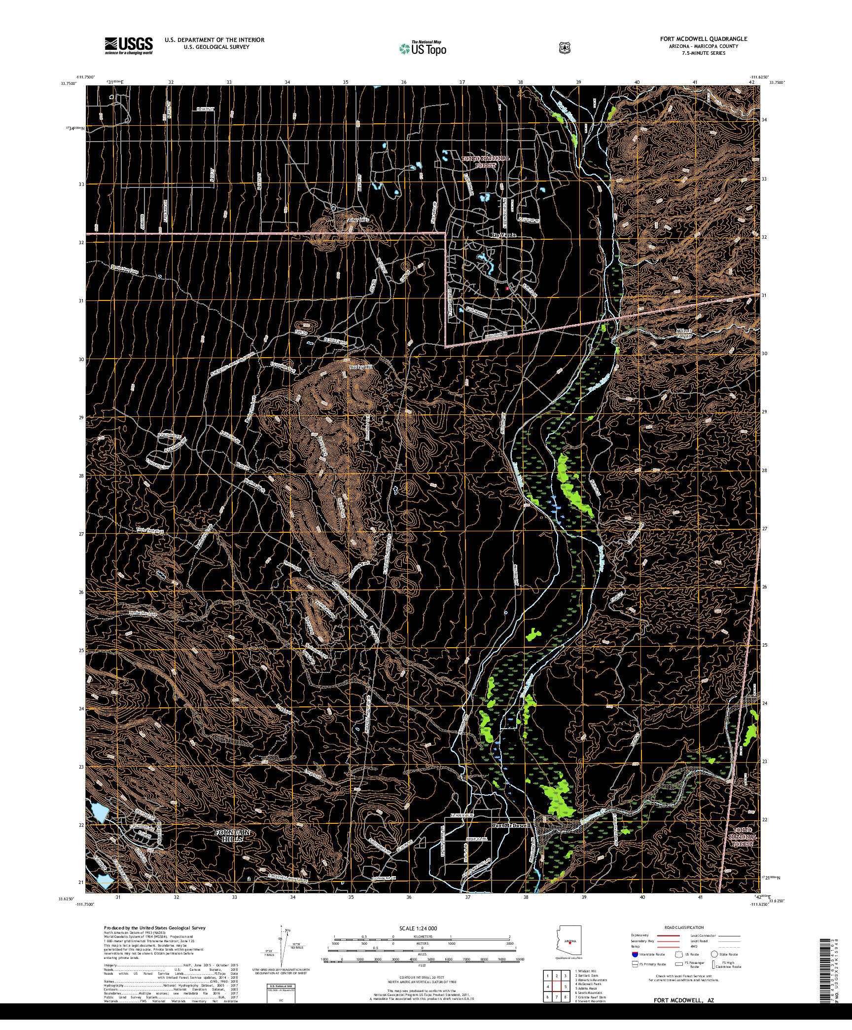 USGS US TOPO 7.5-MINUTE MAP FOR FORT MCDOWELL, AZ 2018