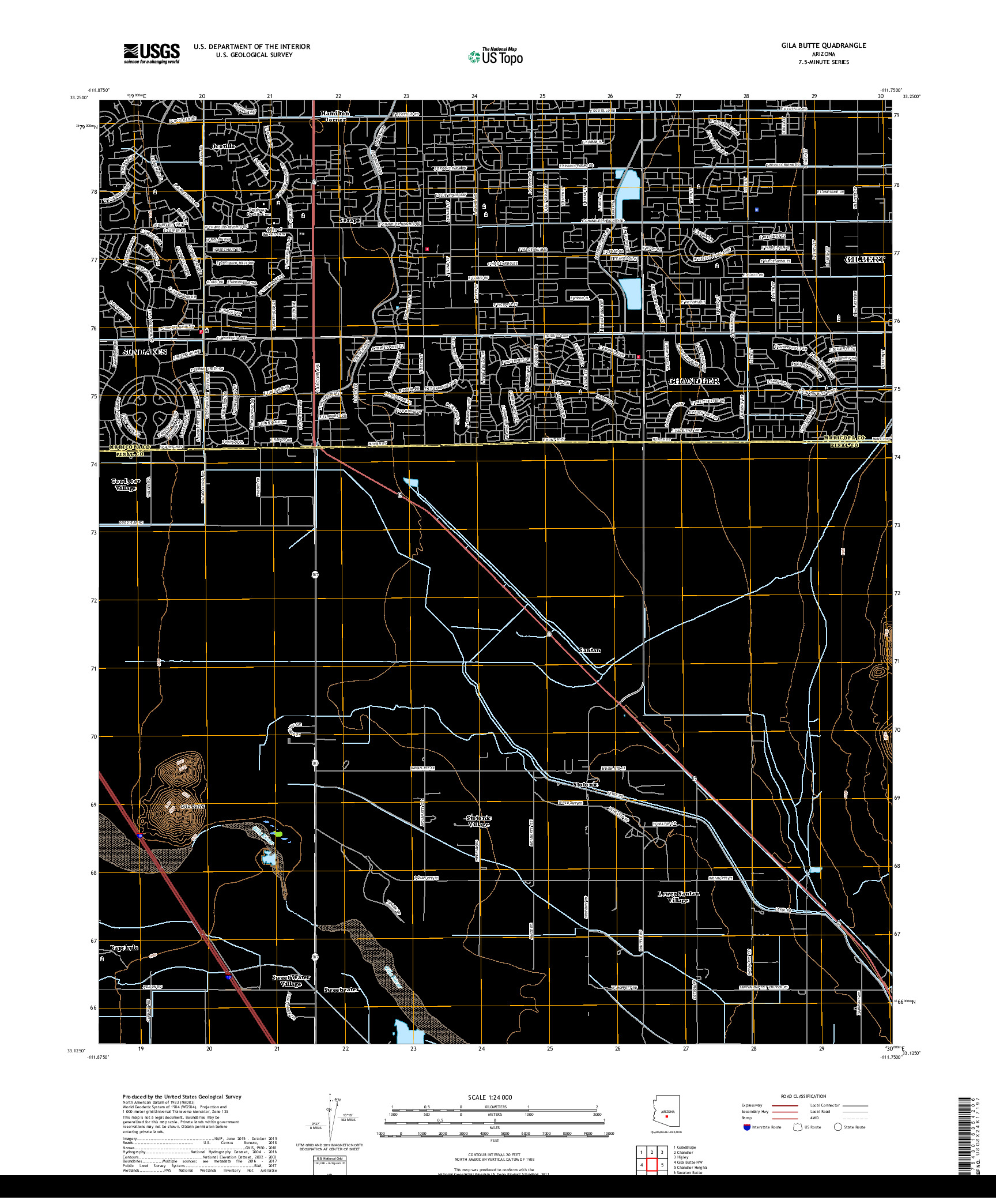 USGS US TOPO 7.5-MINUTE MAP FOR GILA BUTTE, AZ 2018