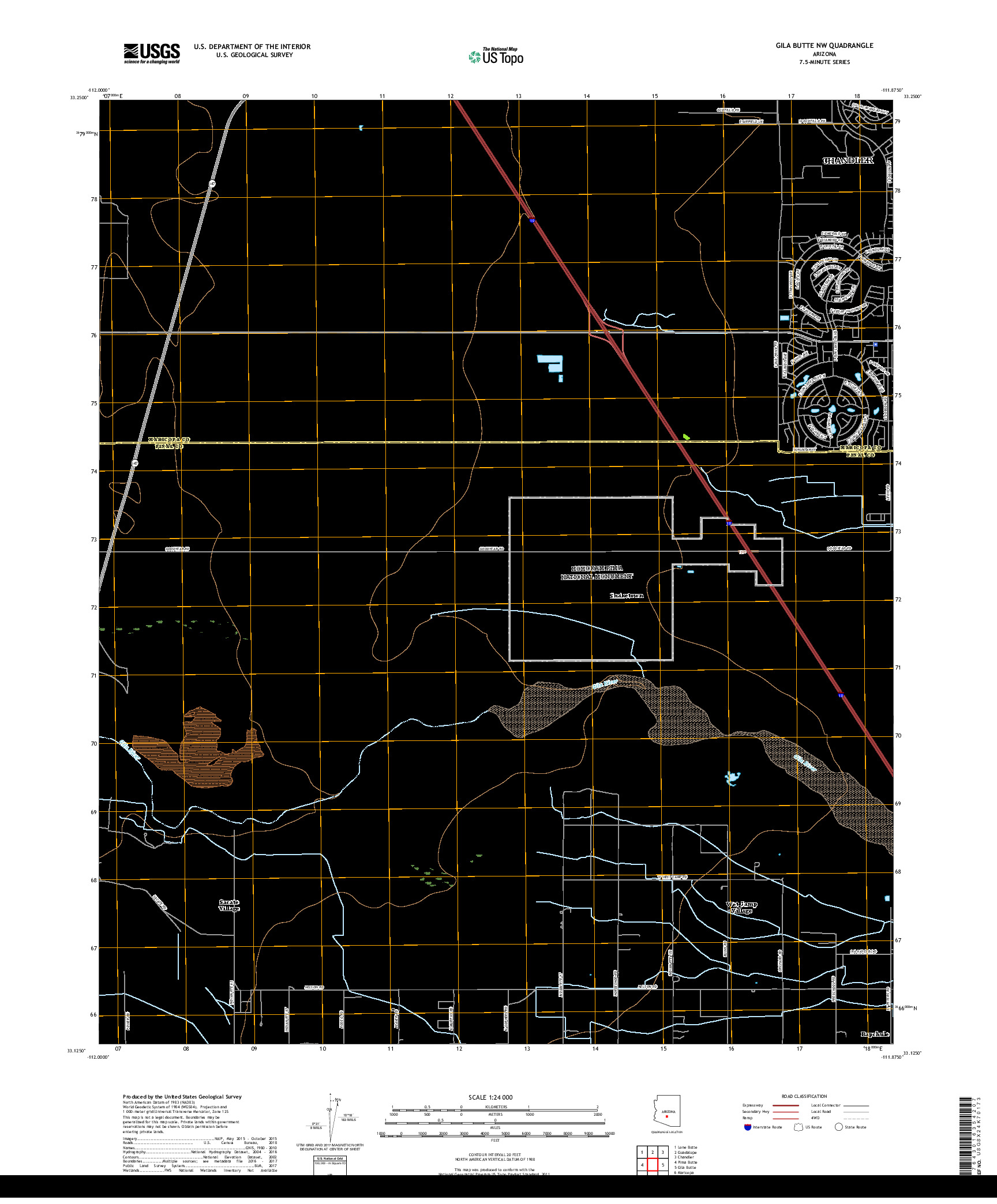 USGS US TOPO 7.5-MINUTE MAP FOR GILA BUTTE NW, AZ 2018