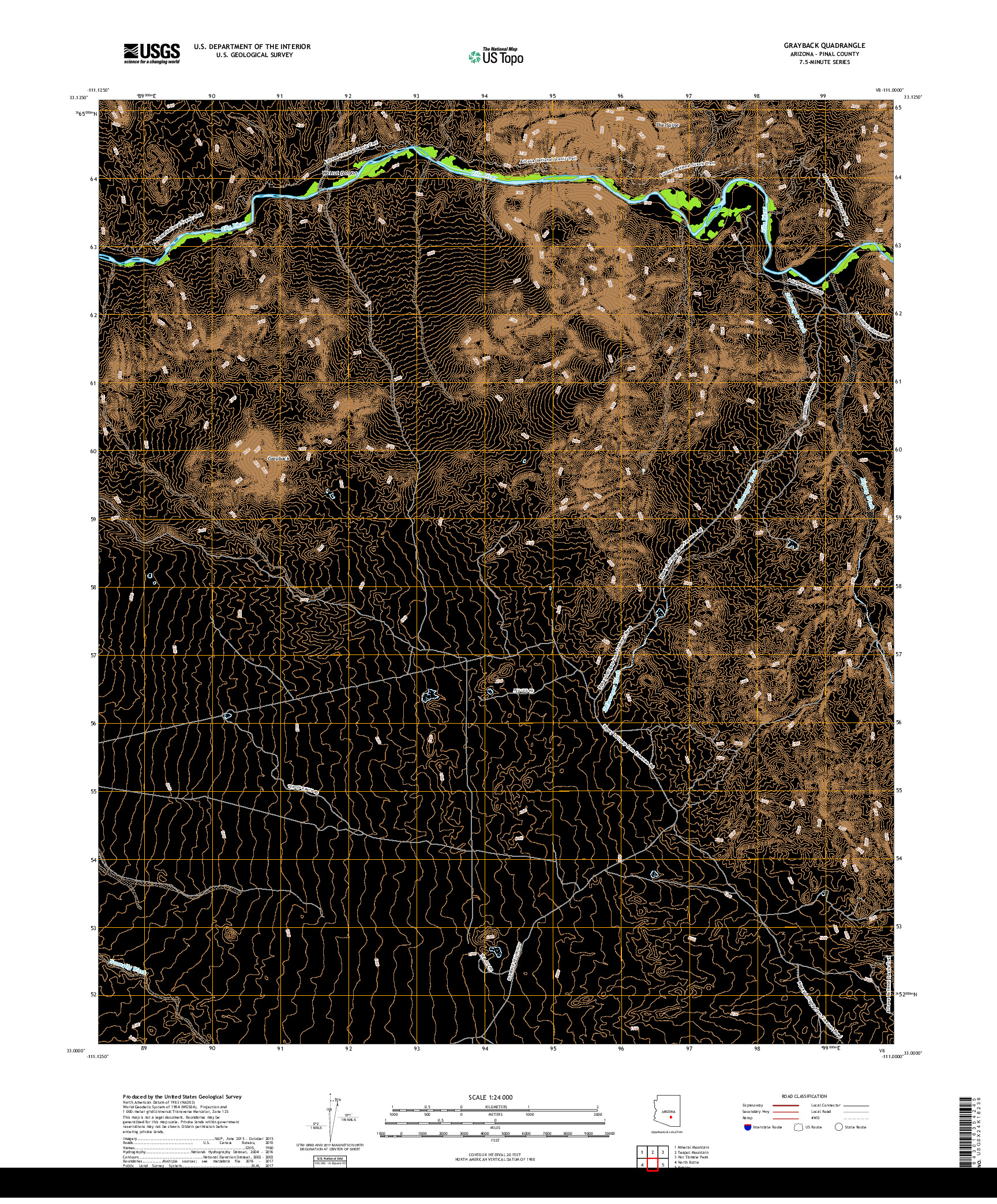 USGS US TOPO 7.5-MINUTE MAP FOR GRAYBACK, AZ 2018
