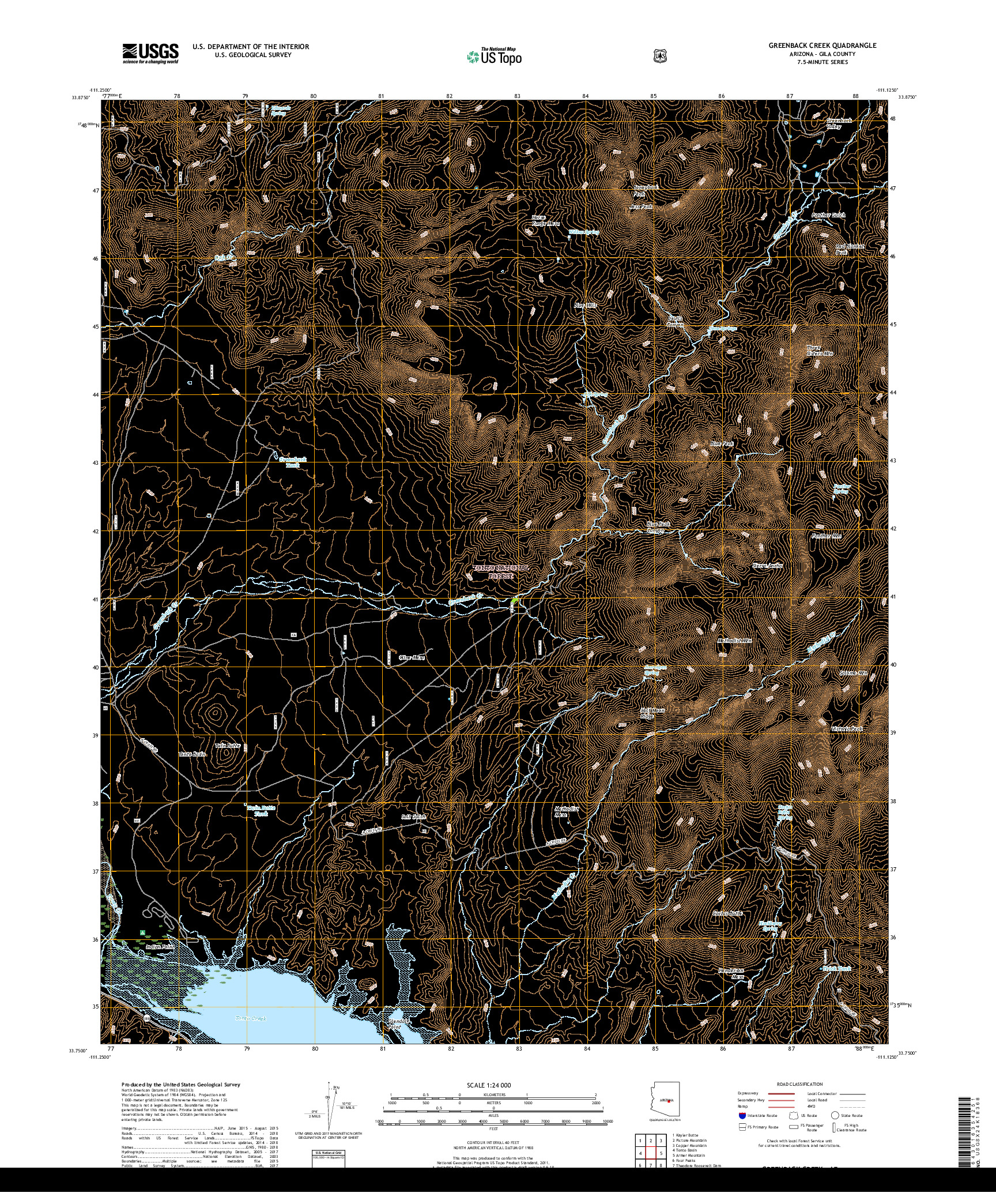 USGS US TOPO 7.5-MINUTE MAP FOR GREENBACK CREEK, AZ 2018