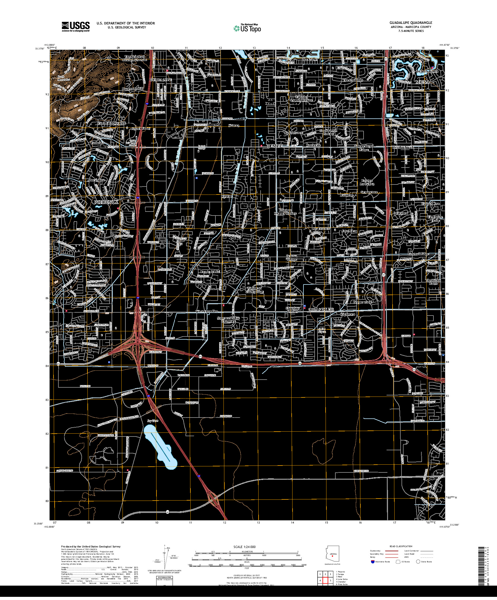 USGS US TOPO 7.5-MINUTE MAP FOR GUADALUPE, AZ 2018