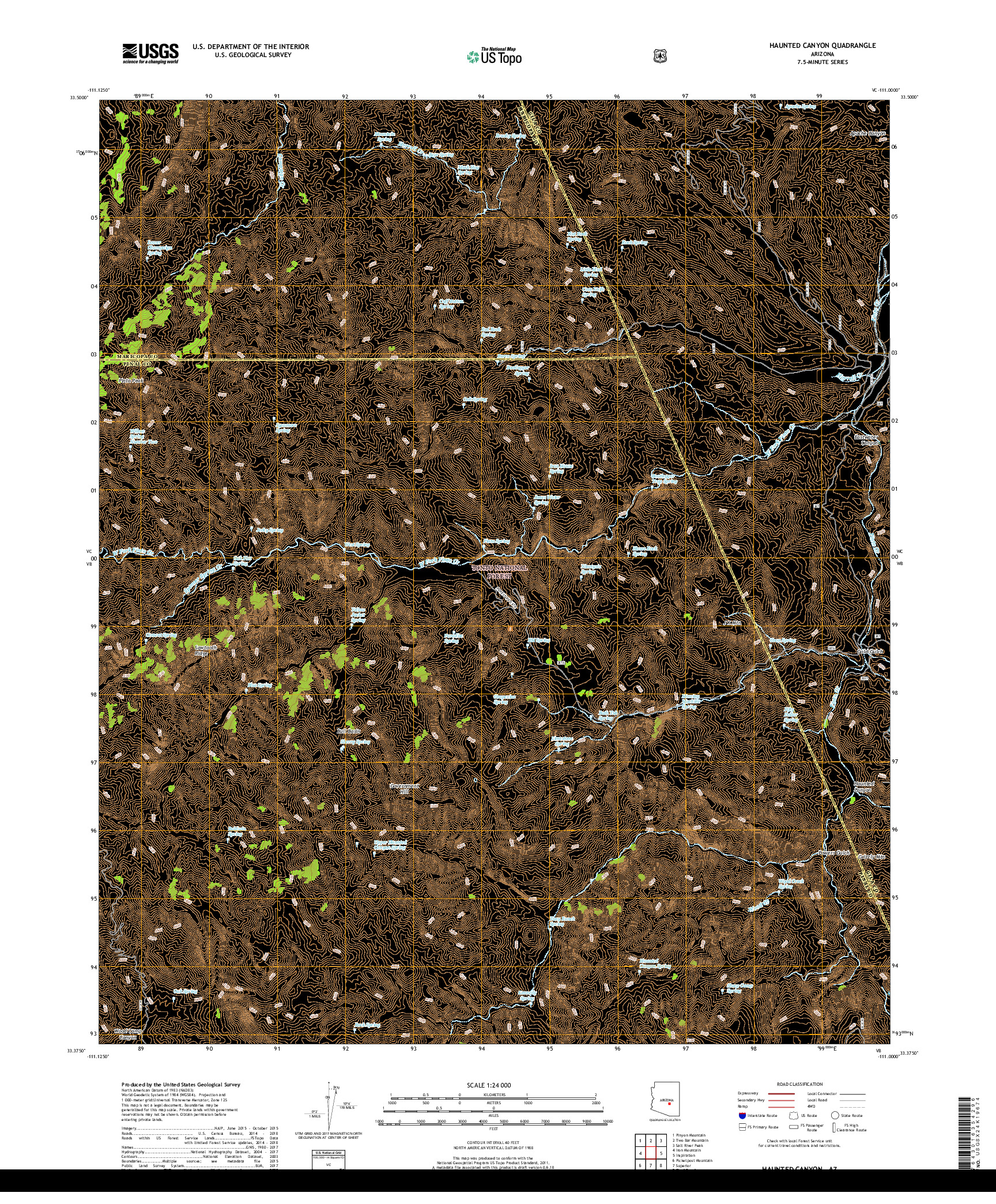 USGS US TOPO 7.5-MINUTE MAP FOR HAUNTED CANYON, AZ 2018