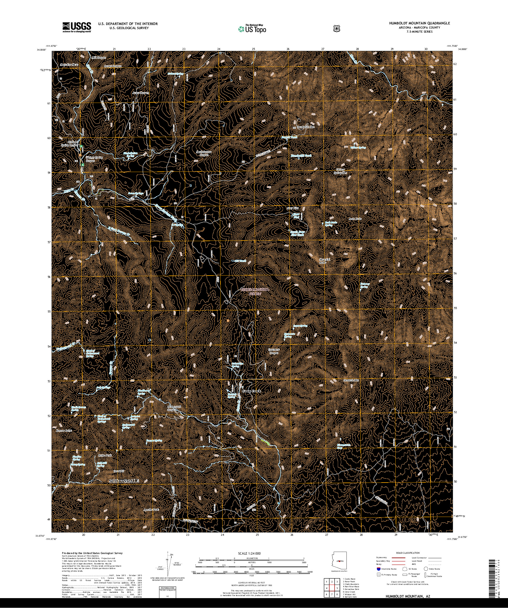 USGS US TOPO 7.5-MINUTE MAP FOR HUMBOLDT MOUNTAIN, AZ 2018