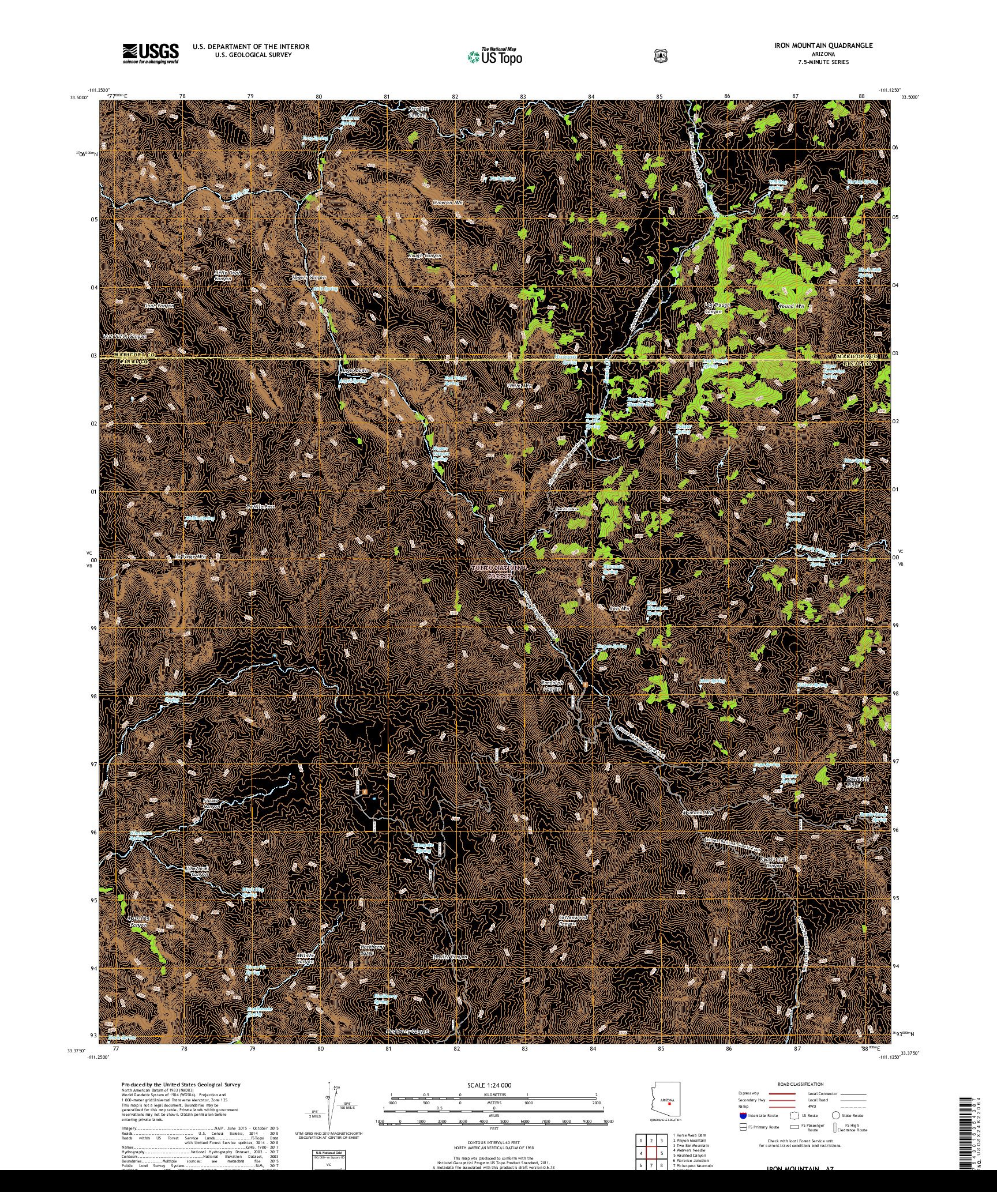 USGS US TOPO 7.5-MINUTE MAP FOR IRON MOUNTAIN, AZ 2018