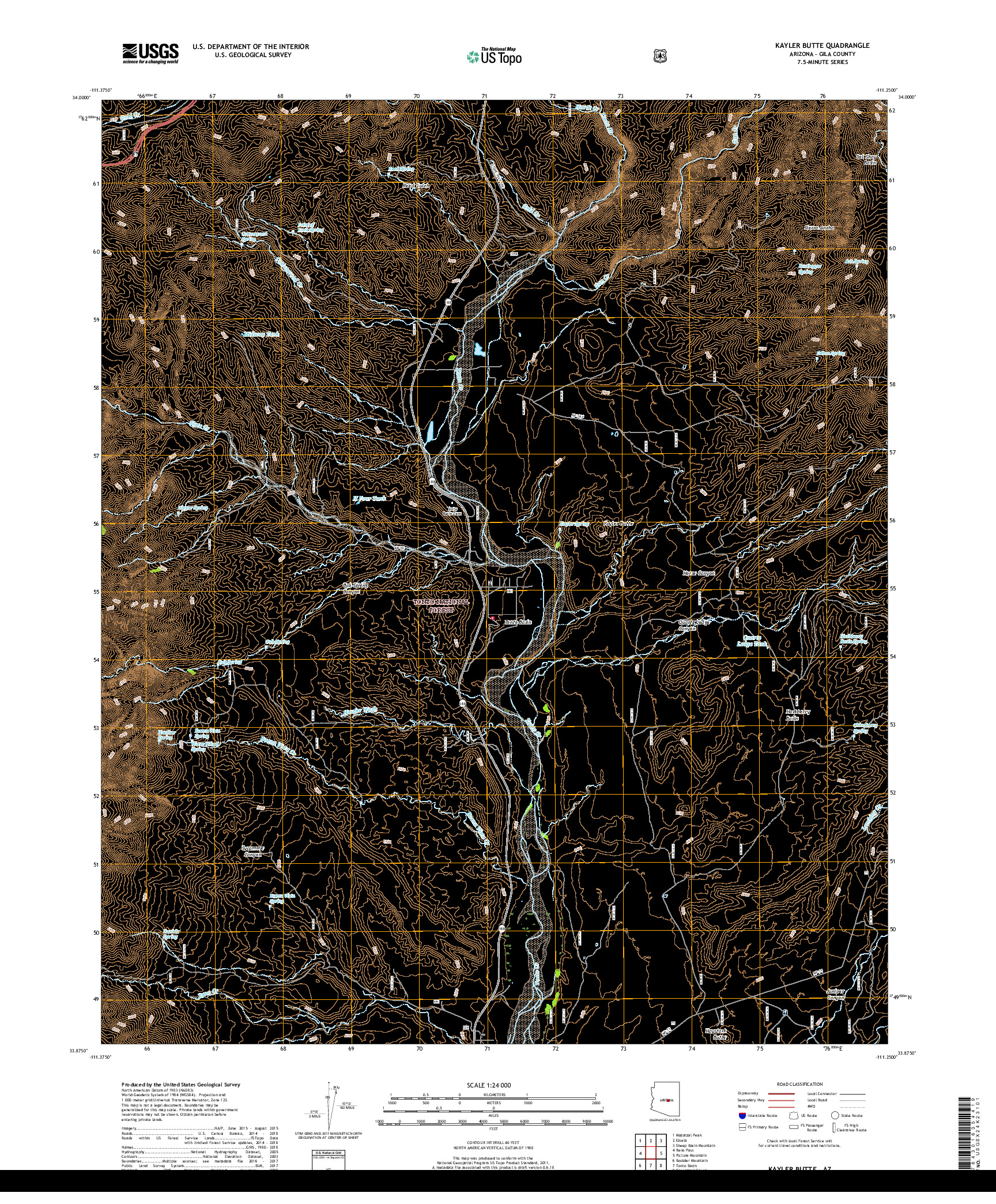 USGS US TOPO 7.5-MINUTE MAP FOR KAYLER BUTTE, AZ 2018