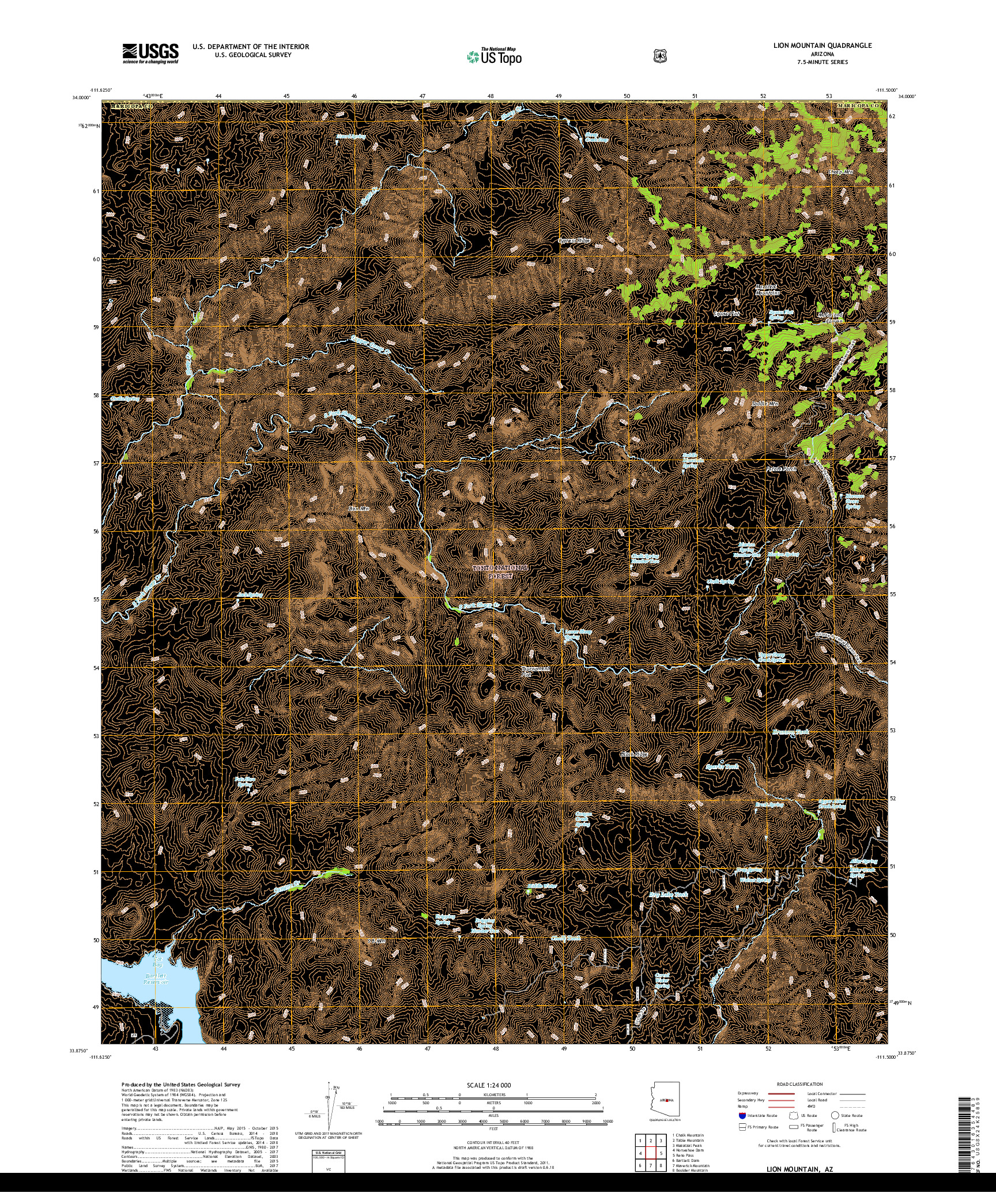 USGS US TOPO 7.5-MINUTE MAP FOR LION MOUNTAIN, AZ 2018
