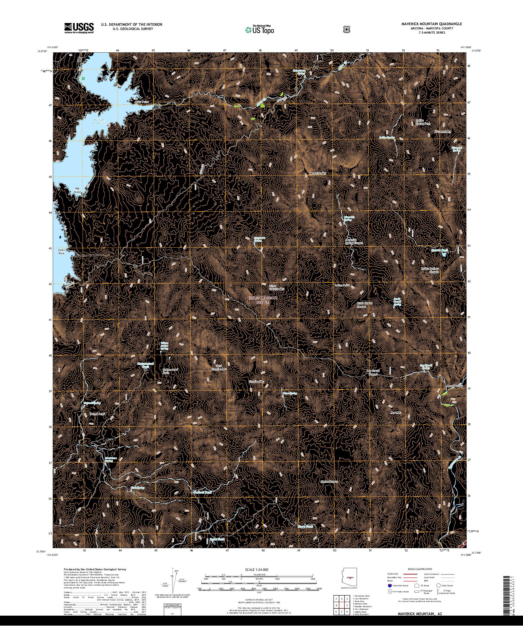 USGS US TOPO 7.5-MINUTE MAP FOR MAVERICK MOUNTAIN, AZ 2018