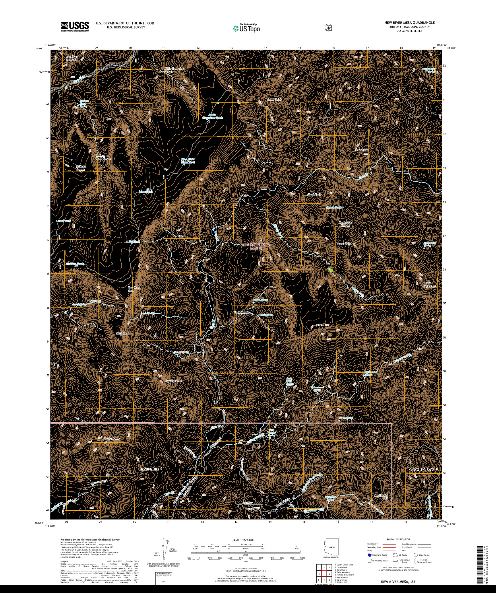 USGS US TOPO 7.5-MINUTE MAP FOR NEW RIVER MESA, AZ 2018