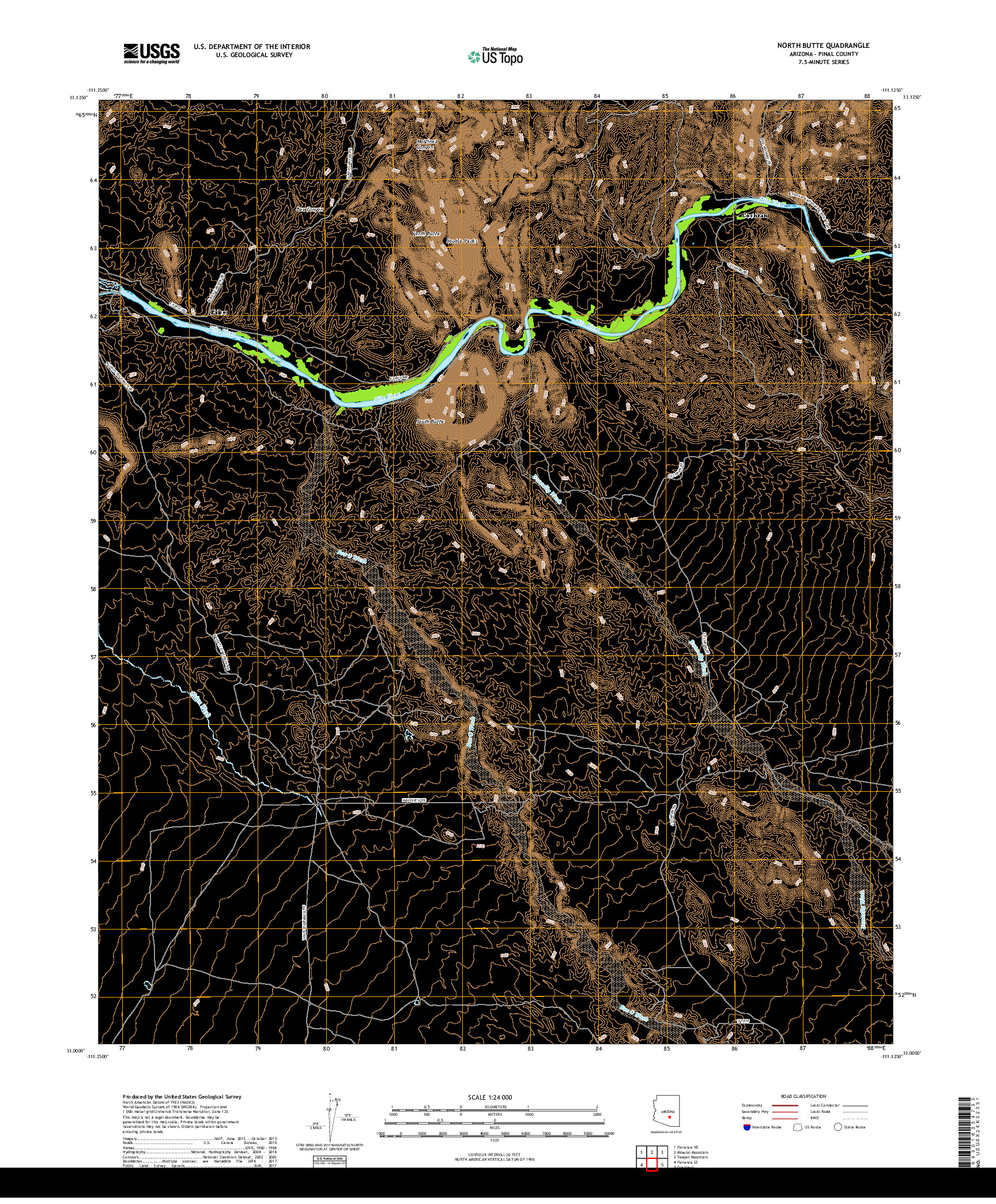 USGS US TOPO 7.5-MINUTE MAP FOR NORTH BUTTE, AZ 2018