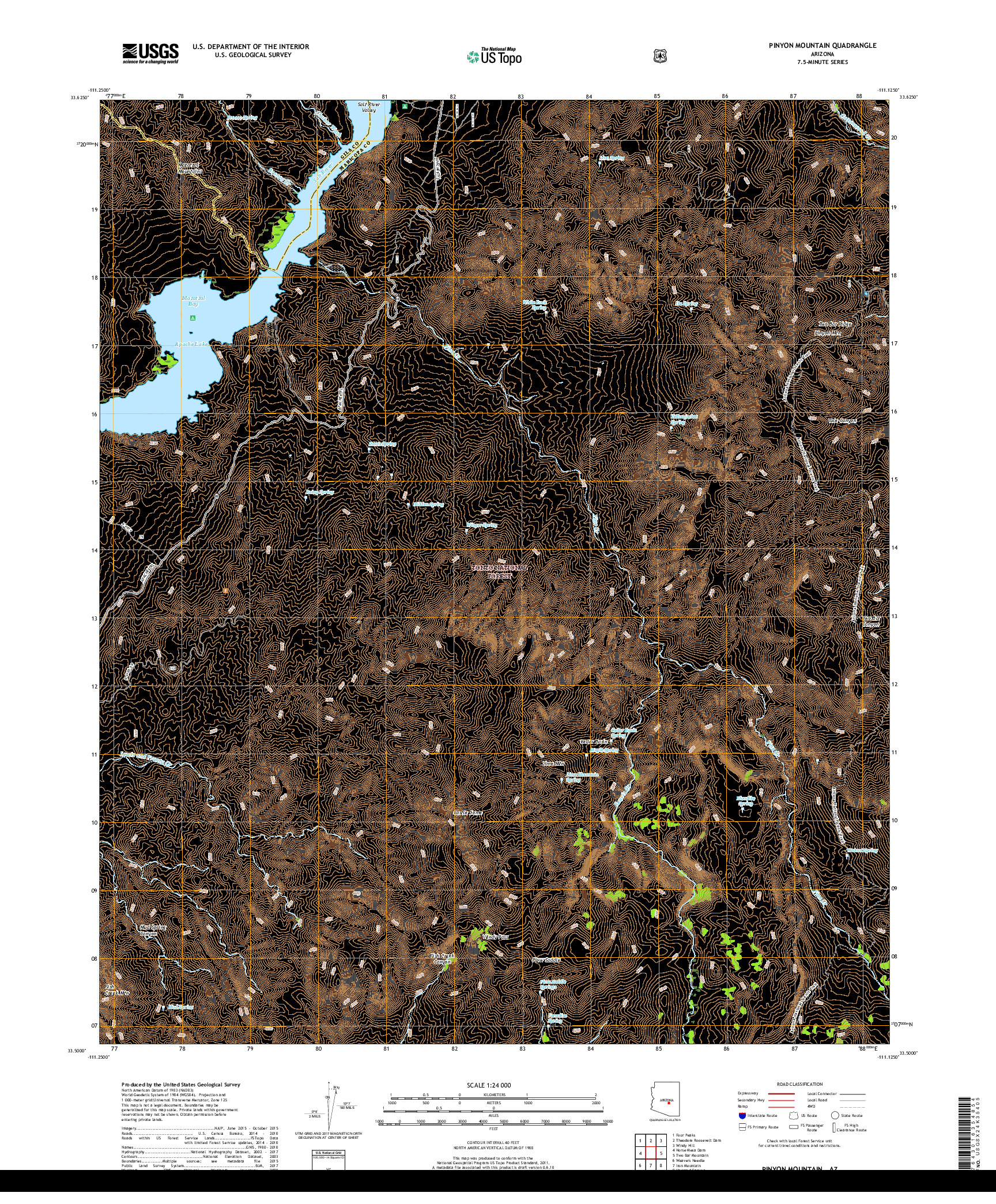 USGS US TOPO 7.5-MINUTE MAP FOR PINYON MOUNTAIN, AZ 2018