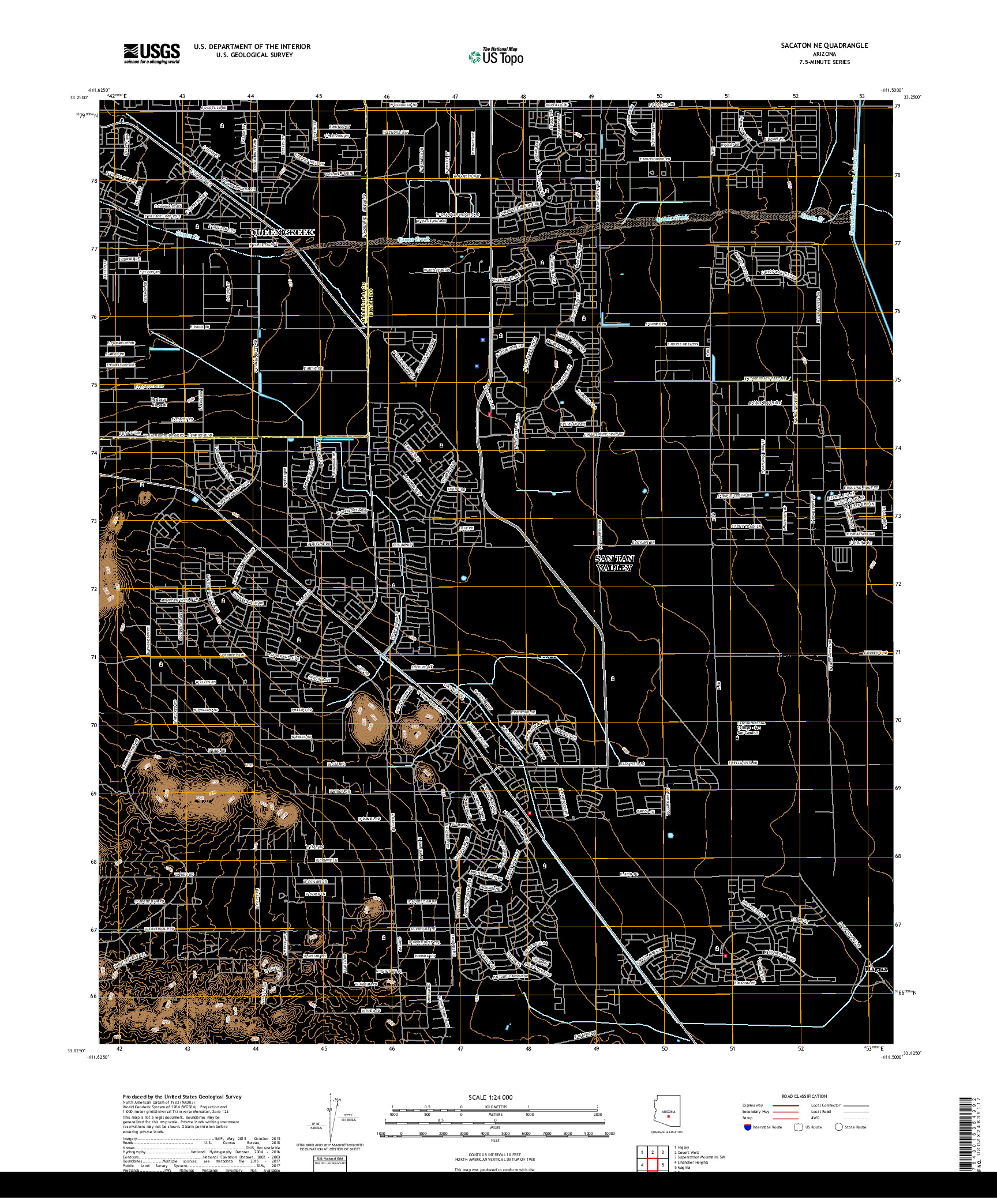 USGS US TOPO 7.5-MINUTE MAP FOR SACATON NE, AZ 2018