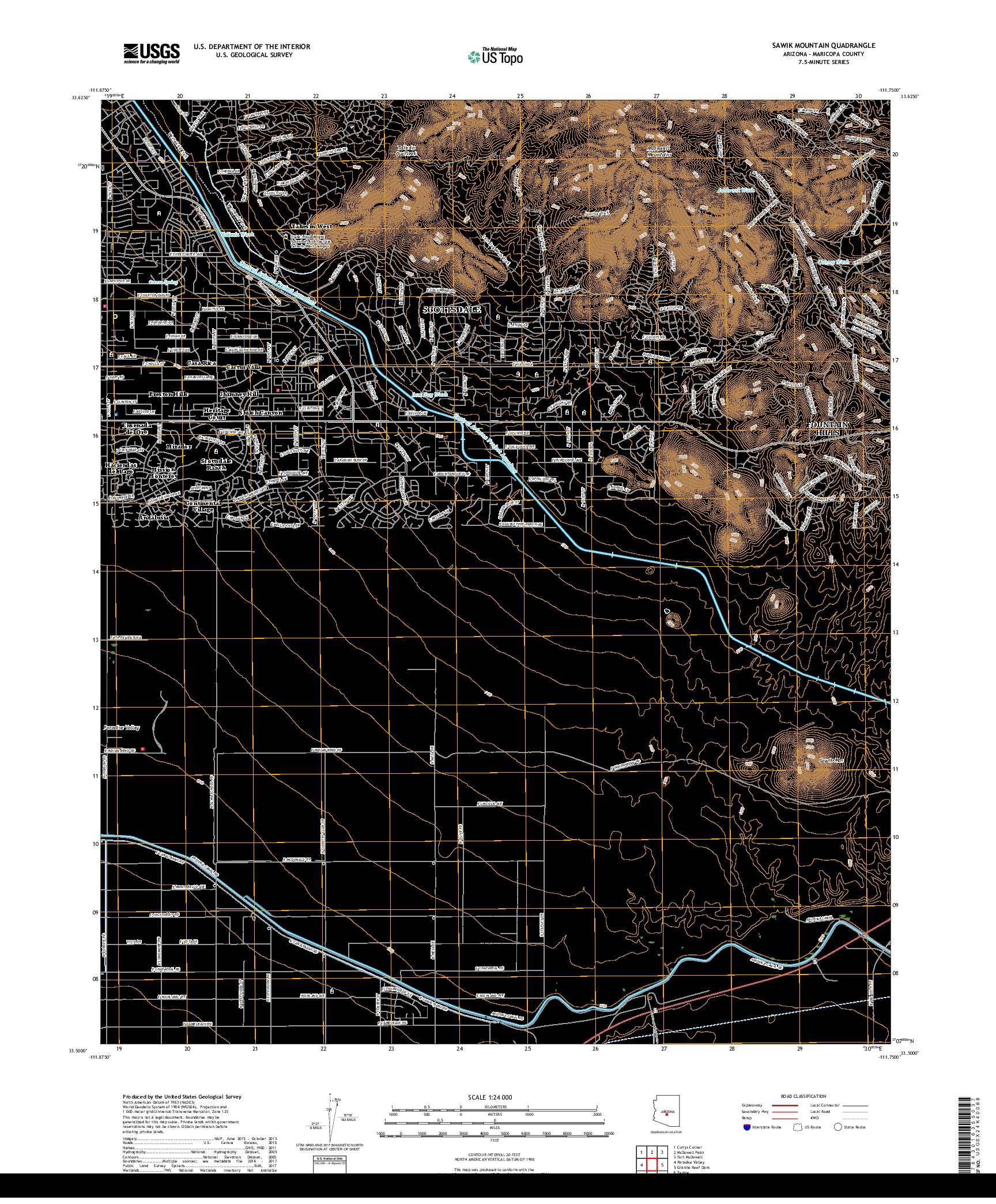 USGS US TOPO 7.5-MINUTE MAP FOR SAWIK MOUNTAIN, AZ 2018