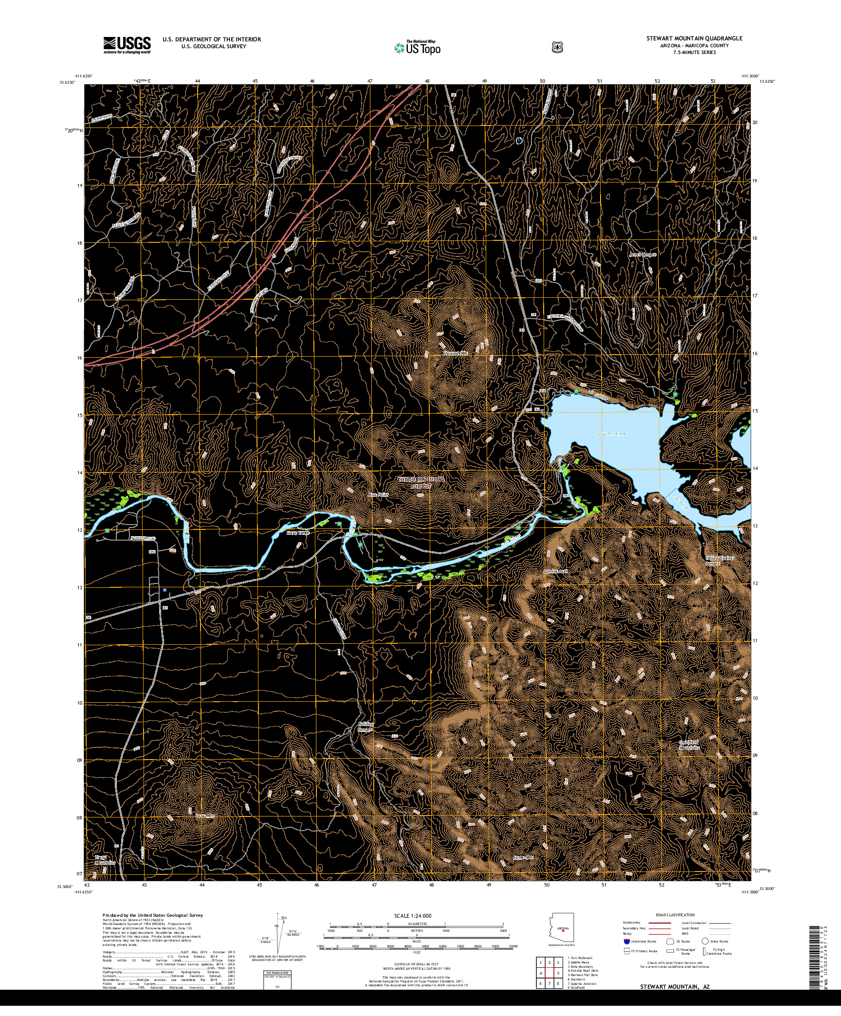 USGS US TOPO 7.5-MINUTE MAP FOR STEWART MOUNTAIN, AZ 2018