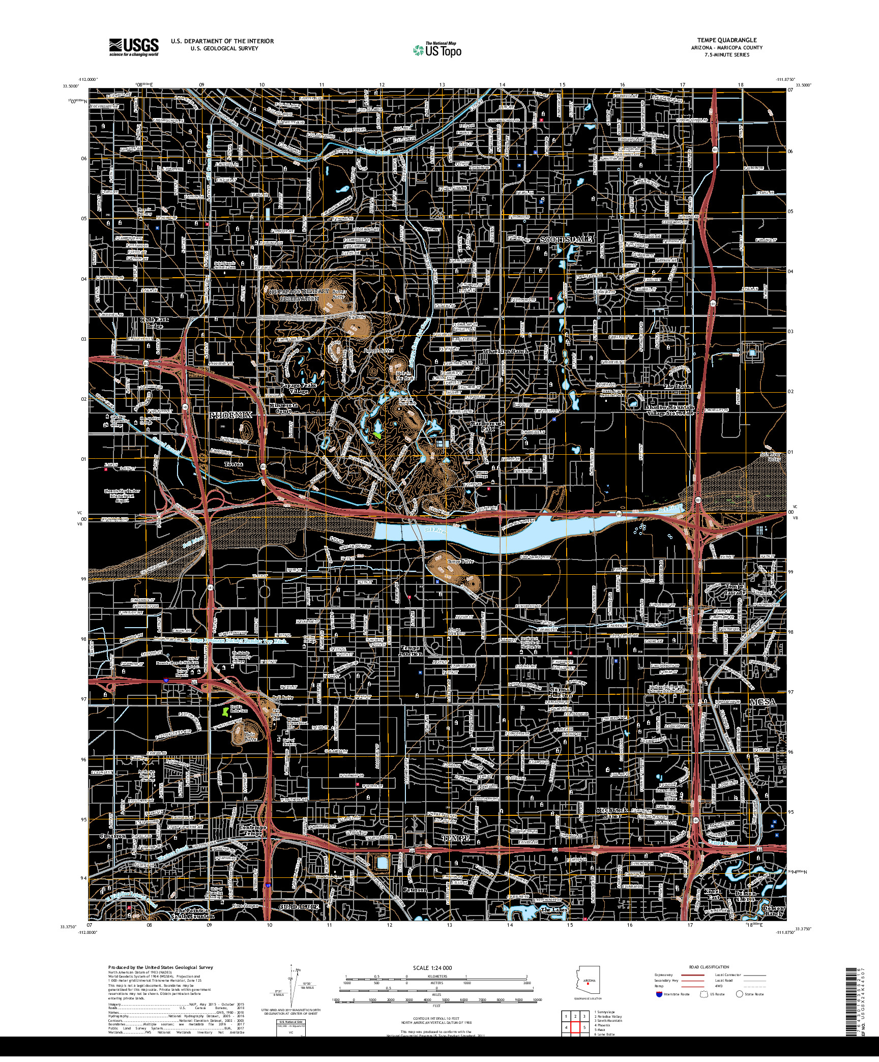 USGS US TOPO 7.5-MINUTE MAP FOR TEMPE, AZ 2018