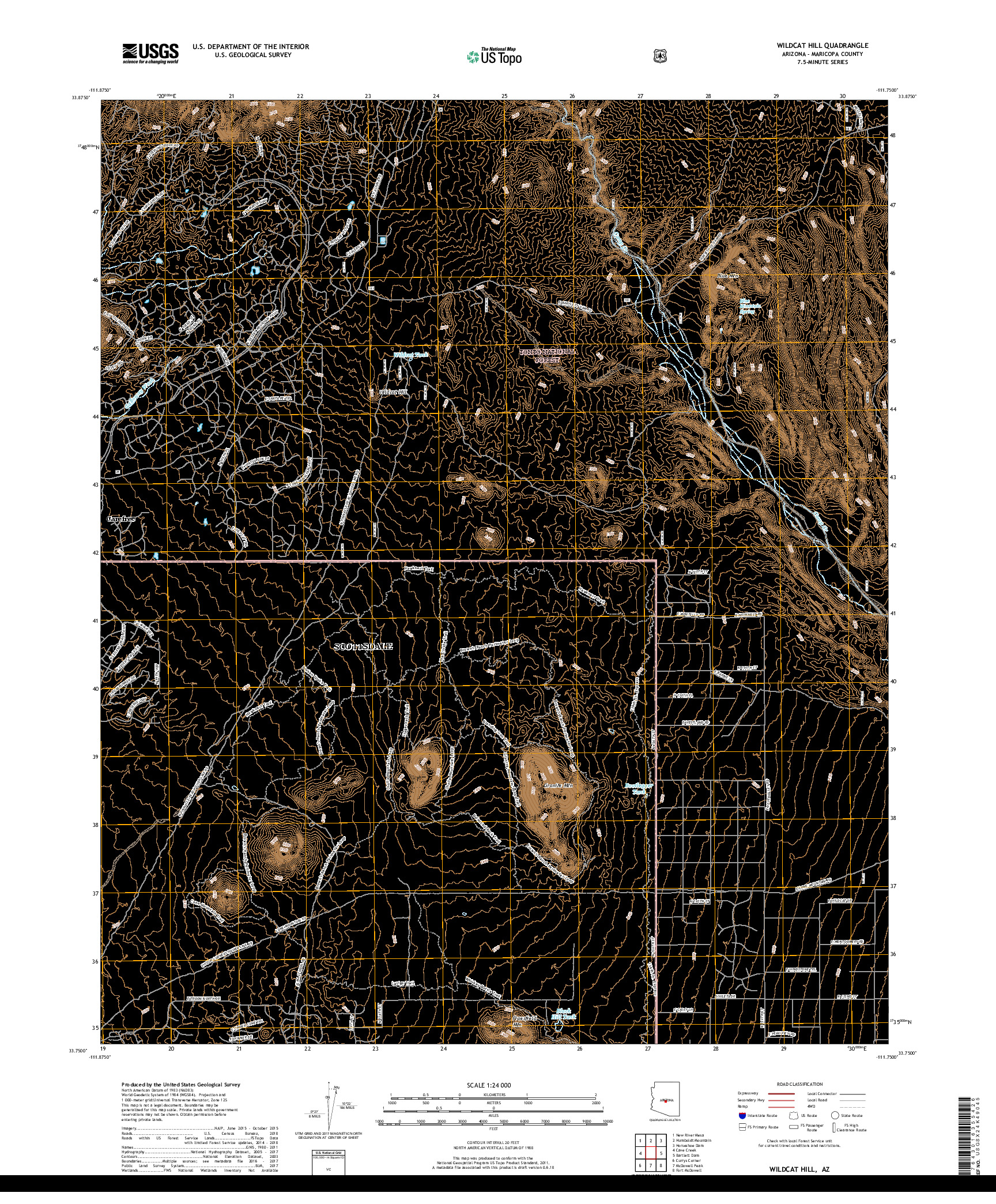 USGS US TOPO 7.5-MINUTE MAP FOR WILDCAT HILL, AZ 2018