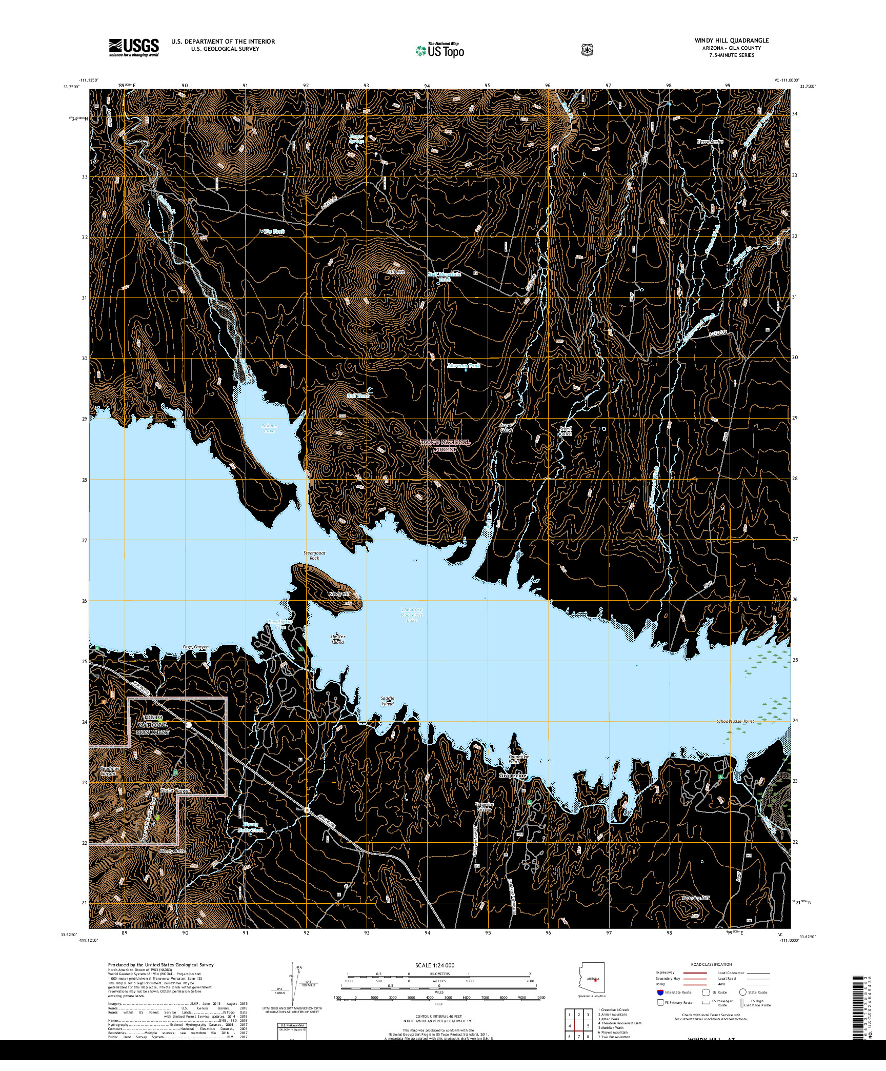 USGS US TOPO 7.5-MINUTE MAP FOR WINDY HILL, AZ 2018